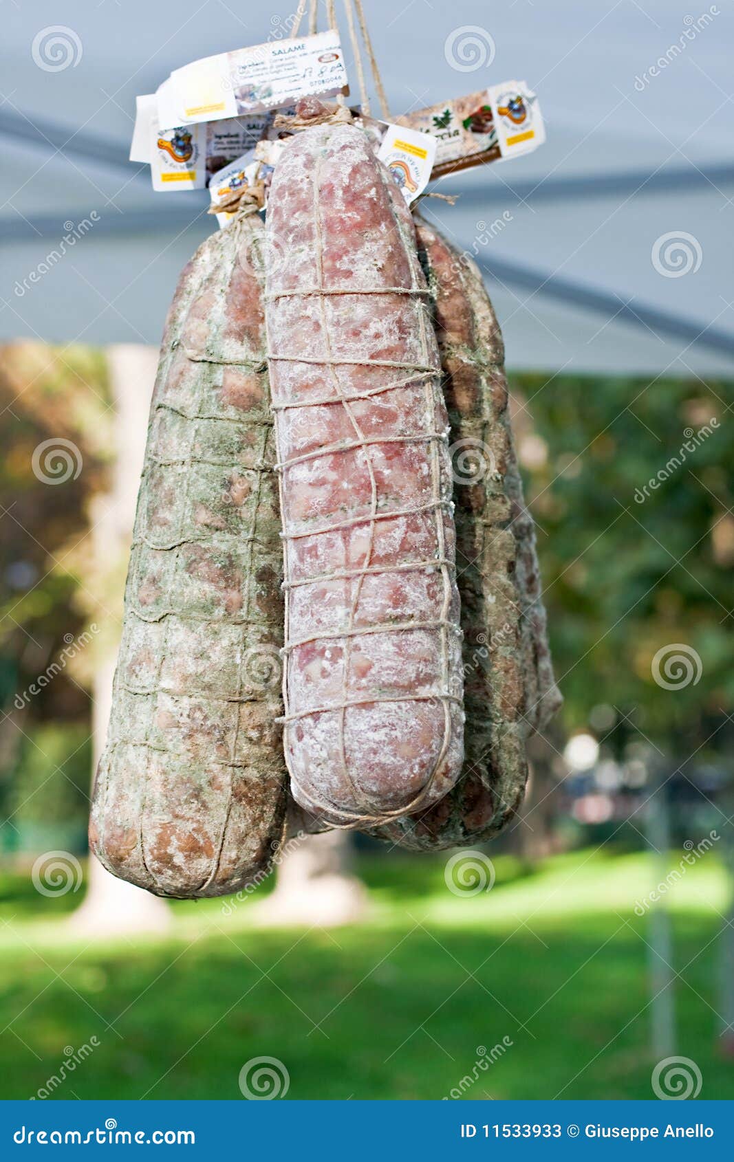 Salami stock image. Image of hanging, pepper, butchery 11533933