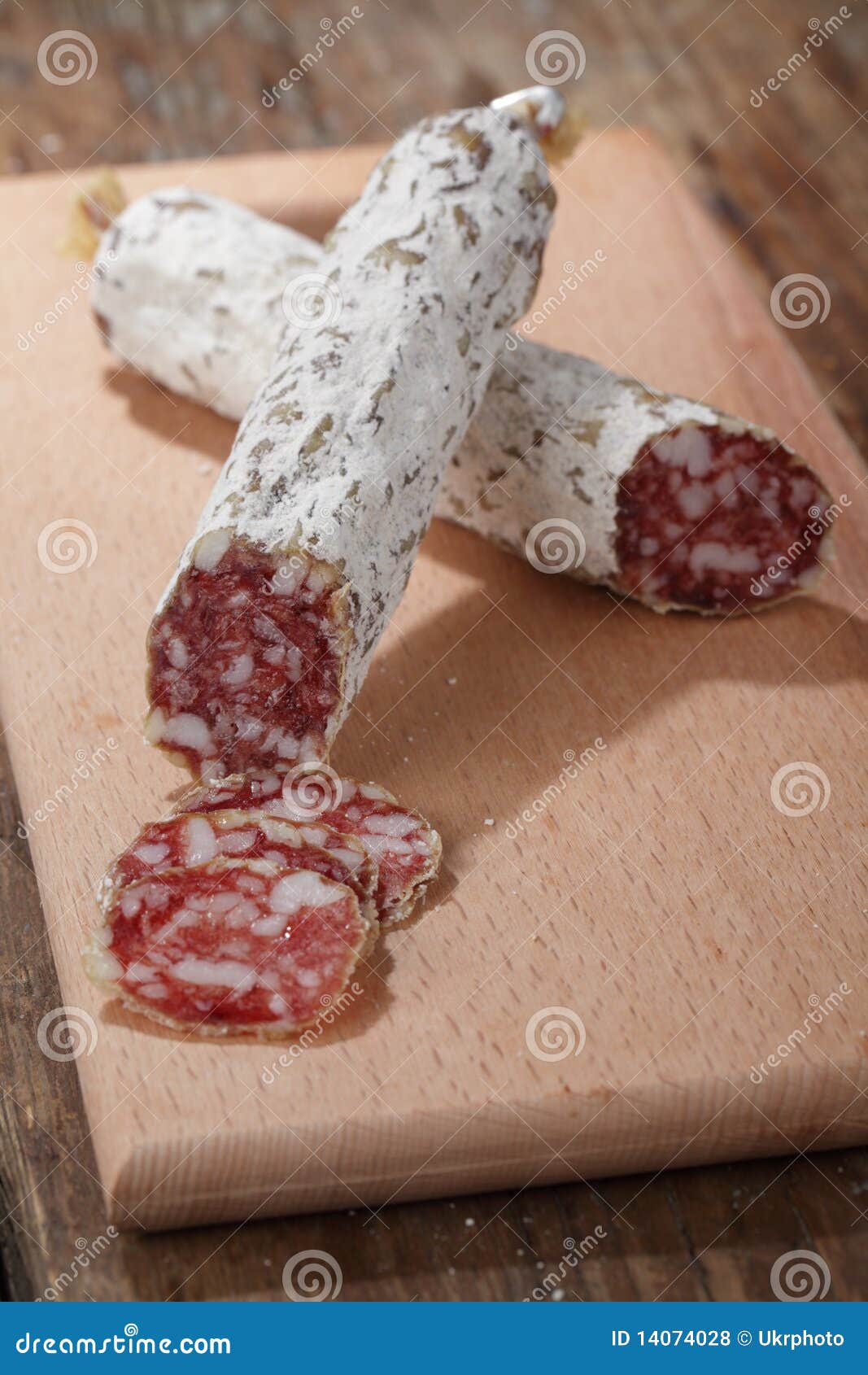 Salami stock photo. Image of food, fermented, long, meat 14074028