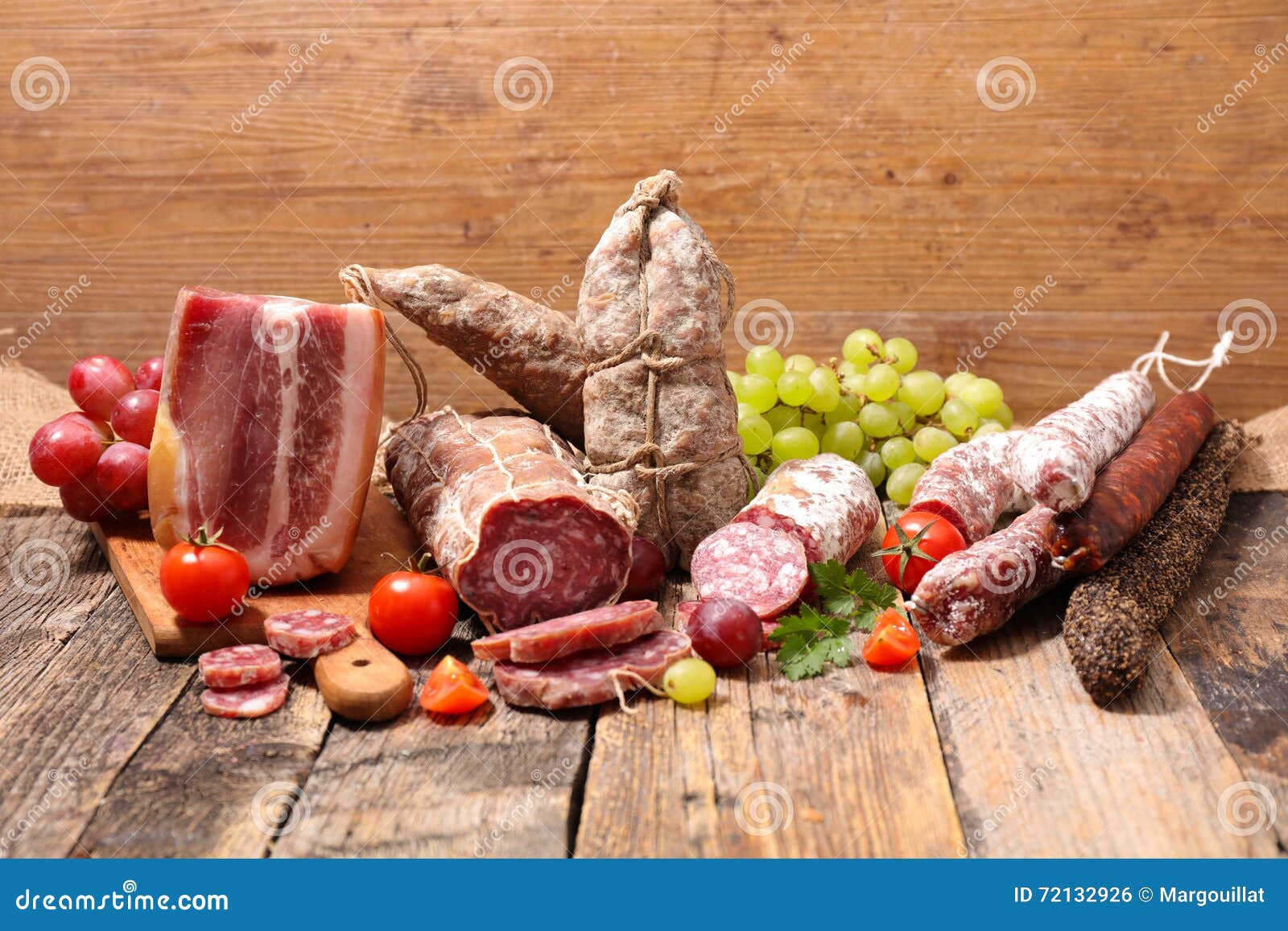 Salami and bacon stock photo. Image of pork, board, ingredient 72132926