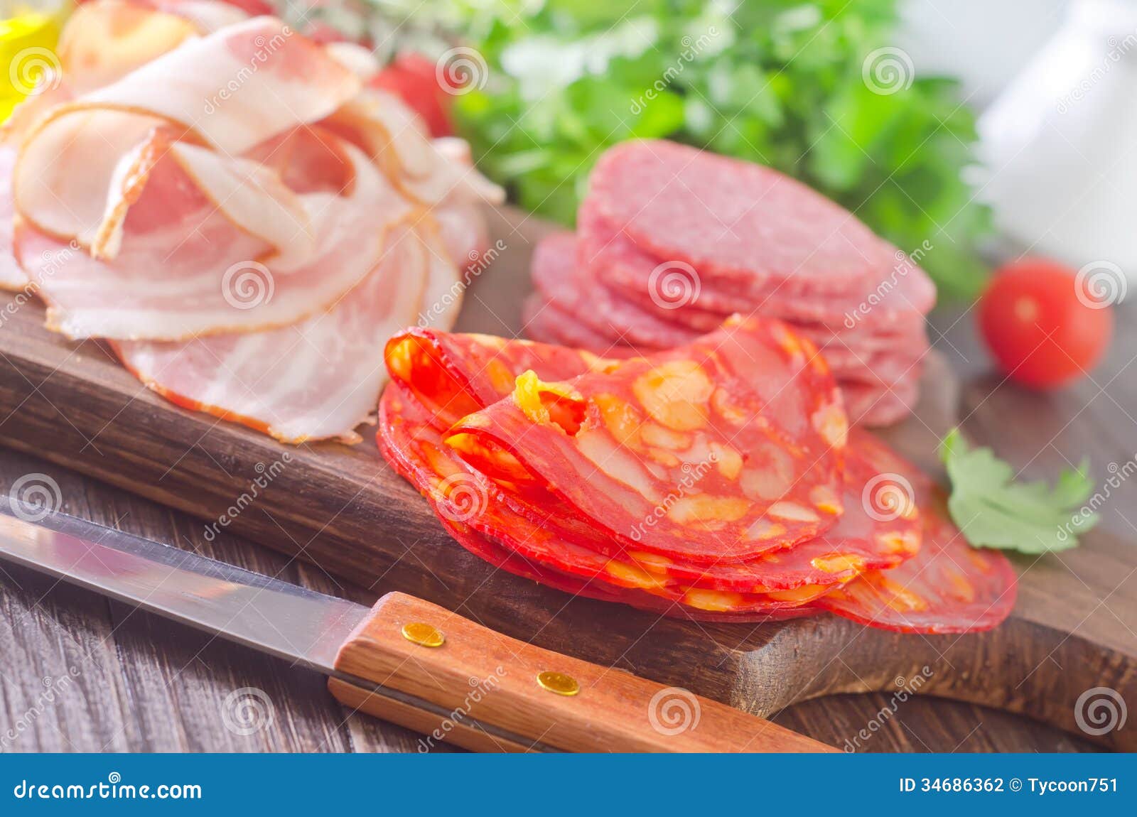 Salami and bacon stock photo. Image of italian, fresh 34686362