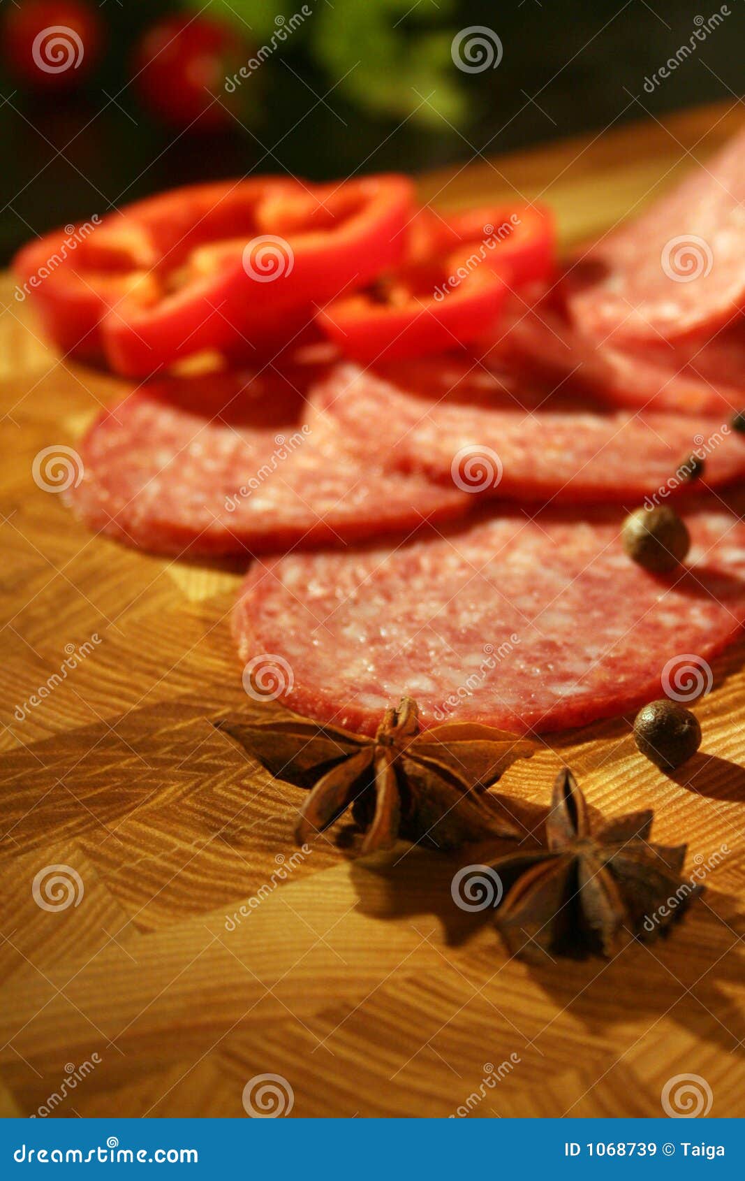 Salami Both Red Pepper and Spices Stock Image Image of european, life