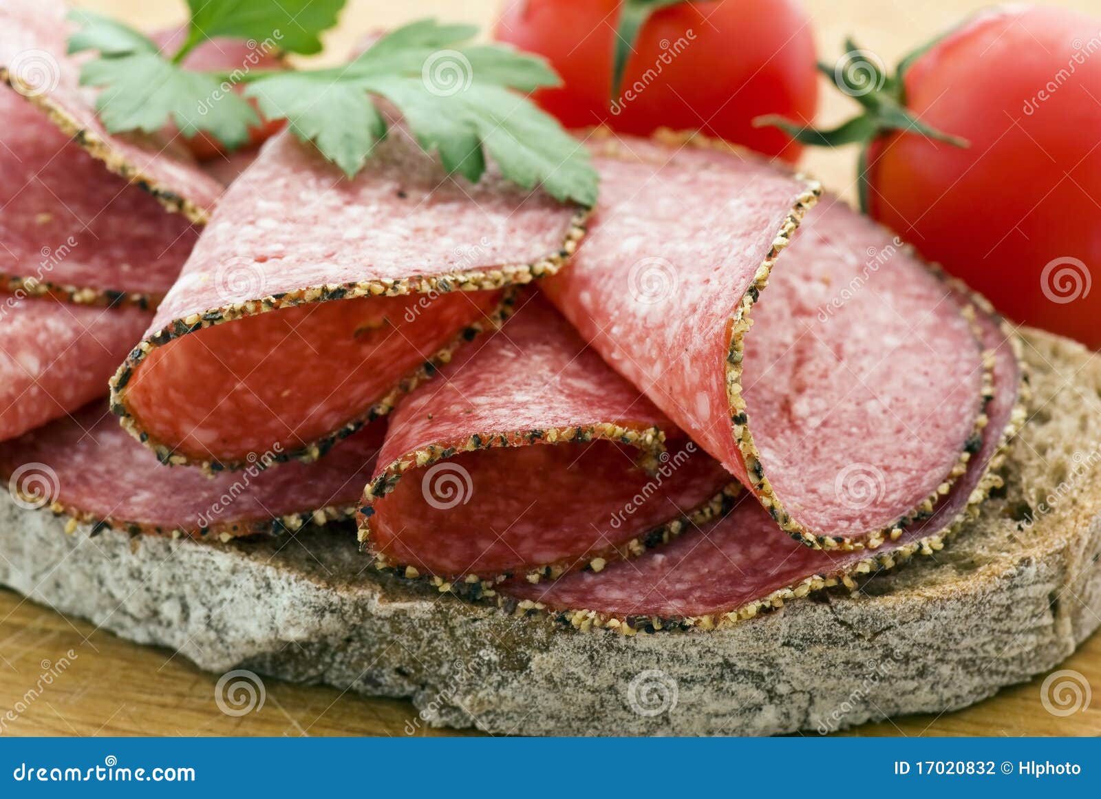 Salami bread stock photo. Image of greasy, breakfast 17020832