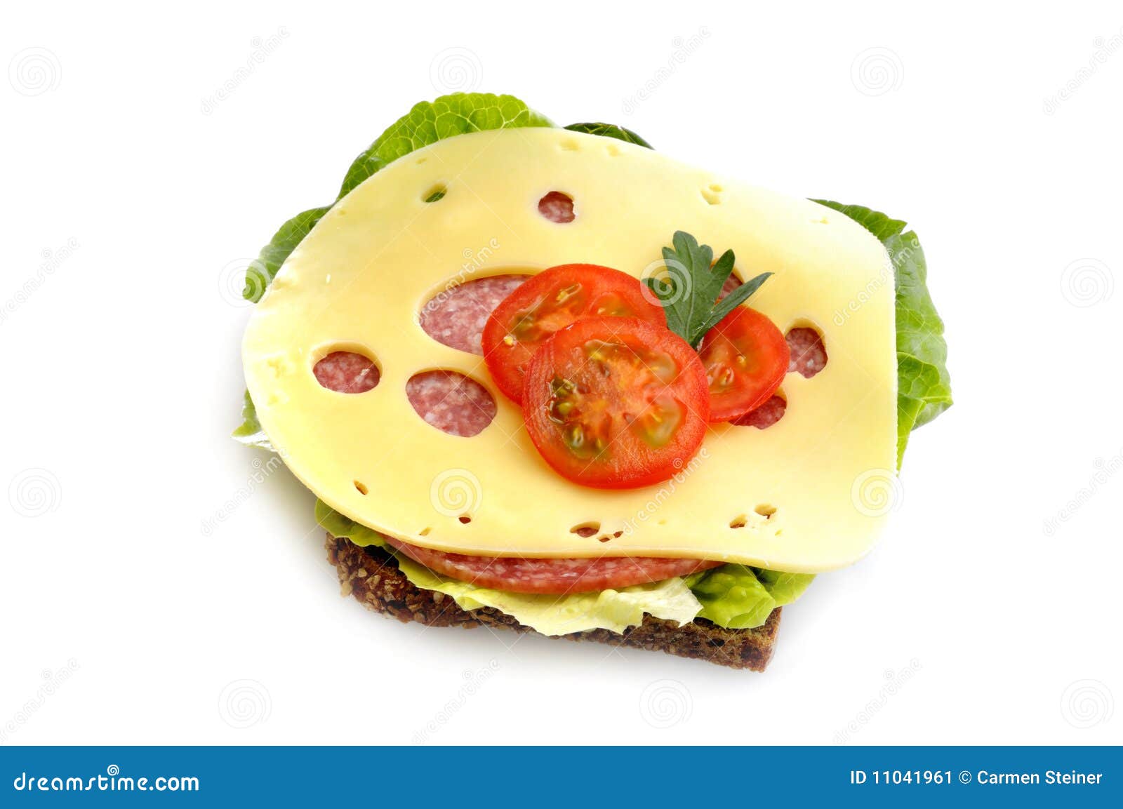 Salami bread with cheese stock image. Image of delicious 11041961