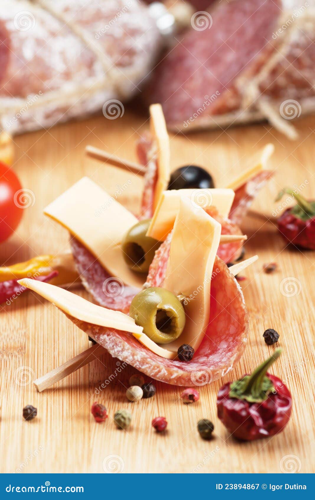 Salami, Cheese and Olive Canape Stock Image Image of party, salami