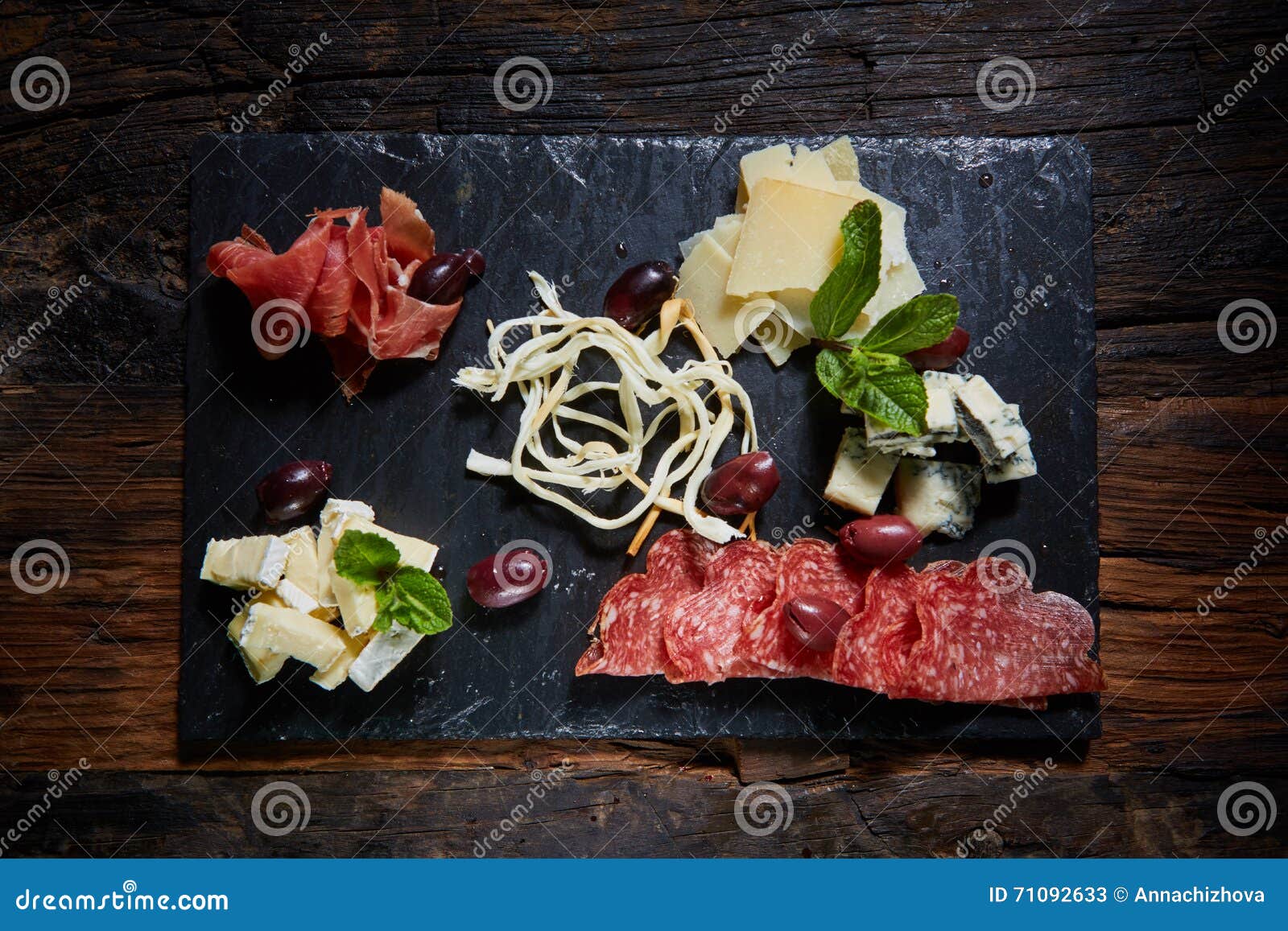 Salami and Cheese Platter with Herbs Stock Image Image of cuisine
