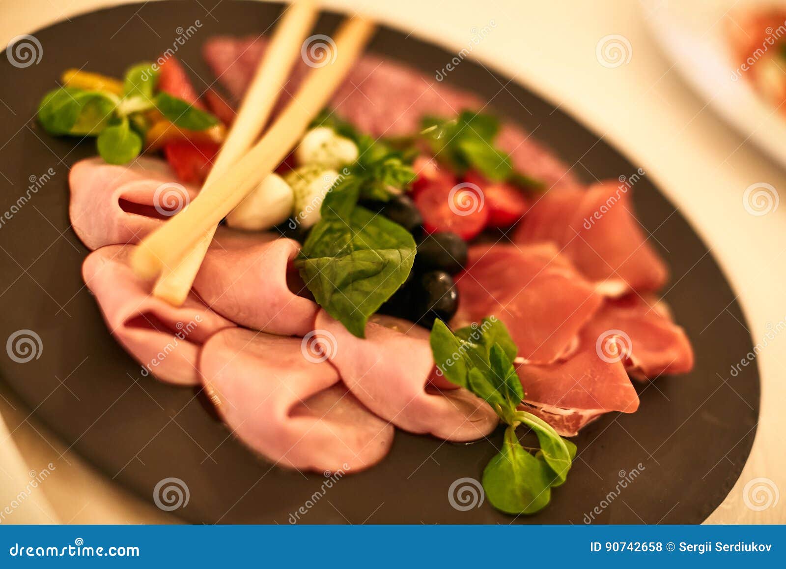 Salami and Cheese Platter with Vegetable Stock Photo Image of dried