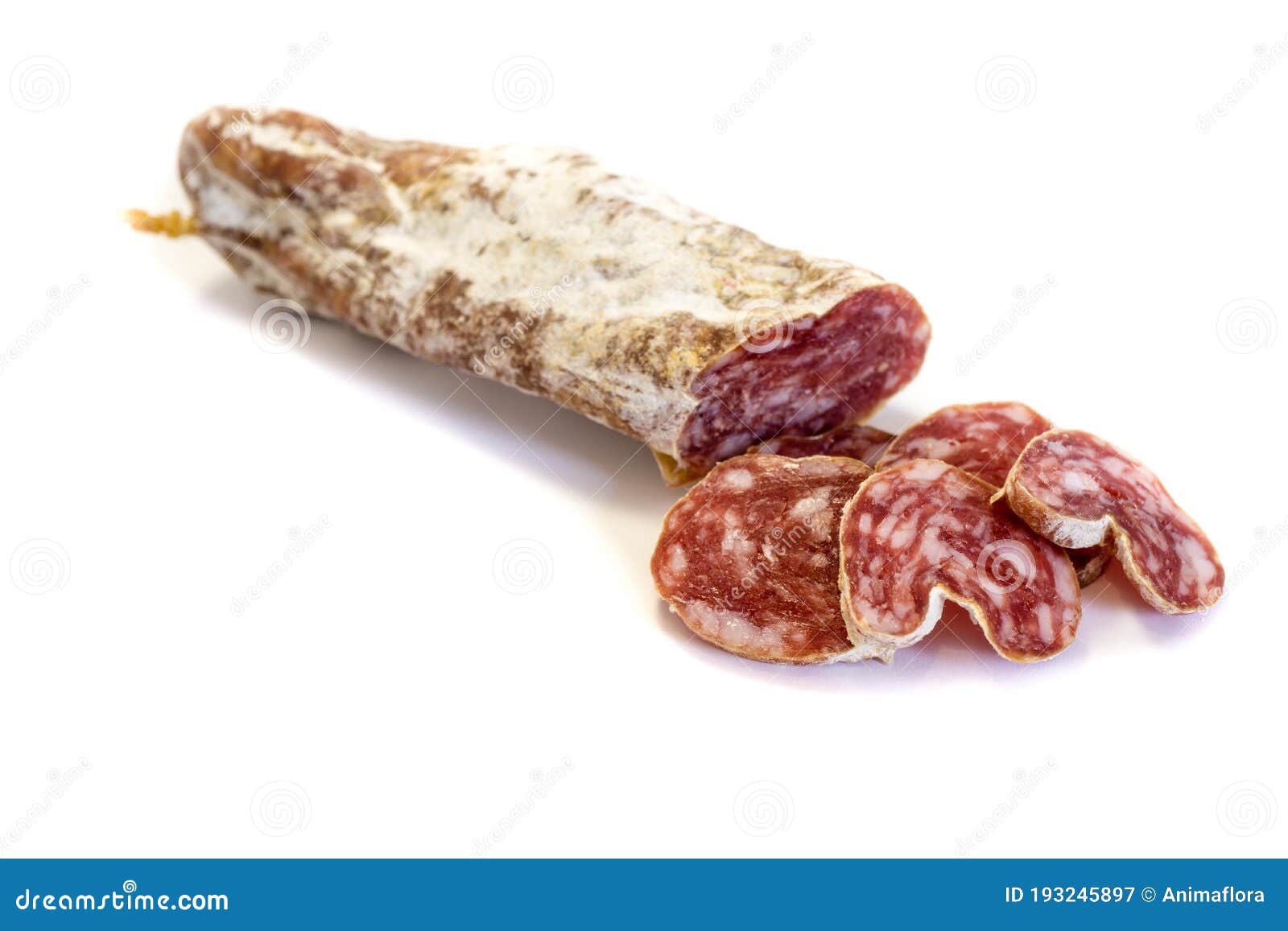 Salami Duro Aislado En Fondo Blanco Imagen de archivo Imagen de fondo