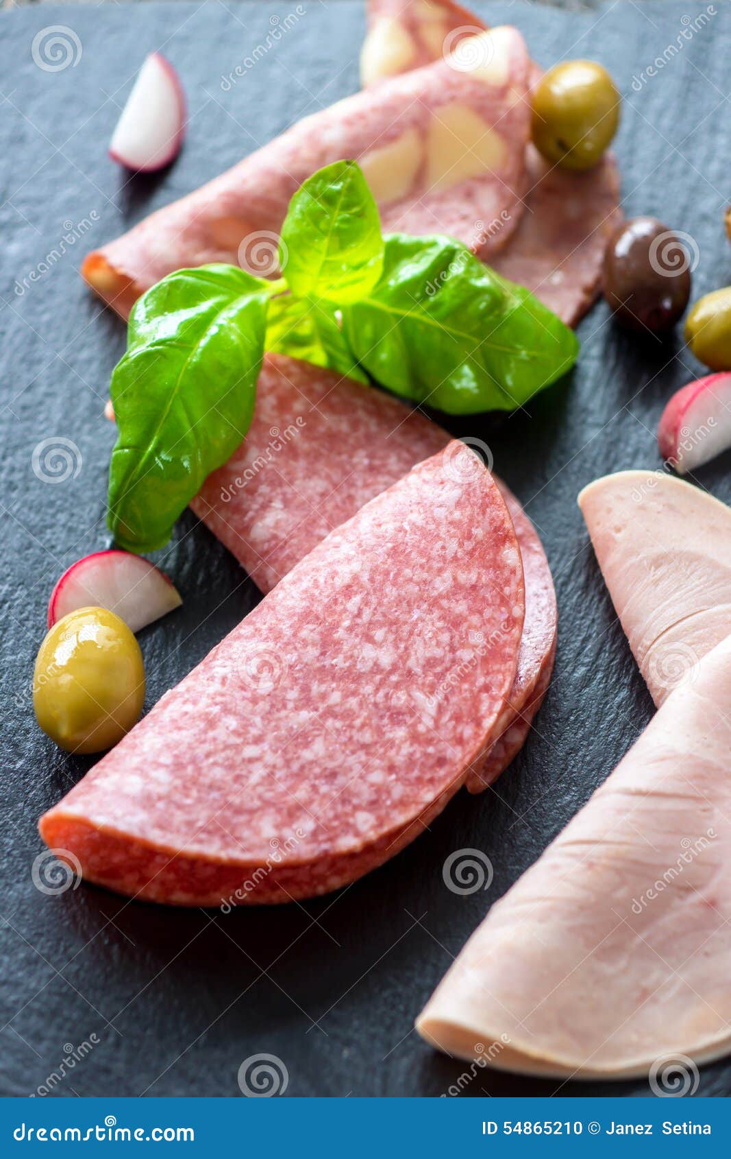 Salami and ham stock photo. Image of meat, rustic, sausage 54865210