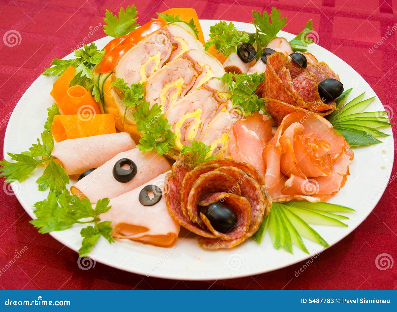 Salami, ham, meat stock image. Image of green, decoration 5487783