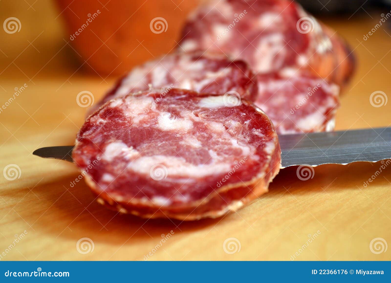 Salami italiano rebanado foto de archivo. Imagen de coma 22366176
