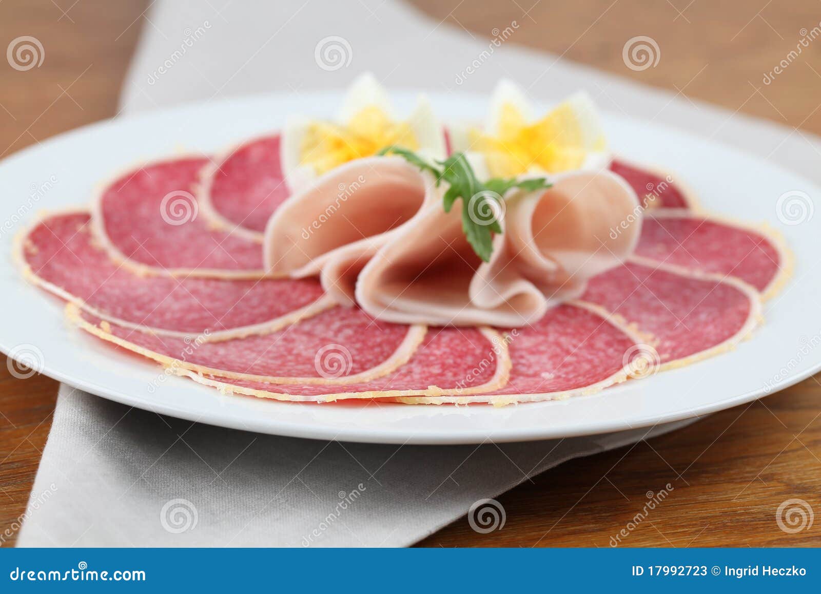 Salami with Parmesan Crust, Ham and Eggs Stock Image Image of crust