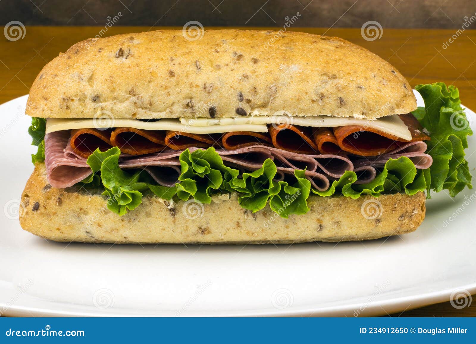 Salami and Pepperoni on a Ciabatta Bread Stock Photo - Image of swiss ...