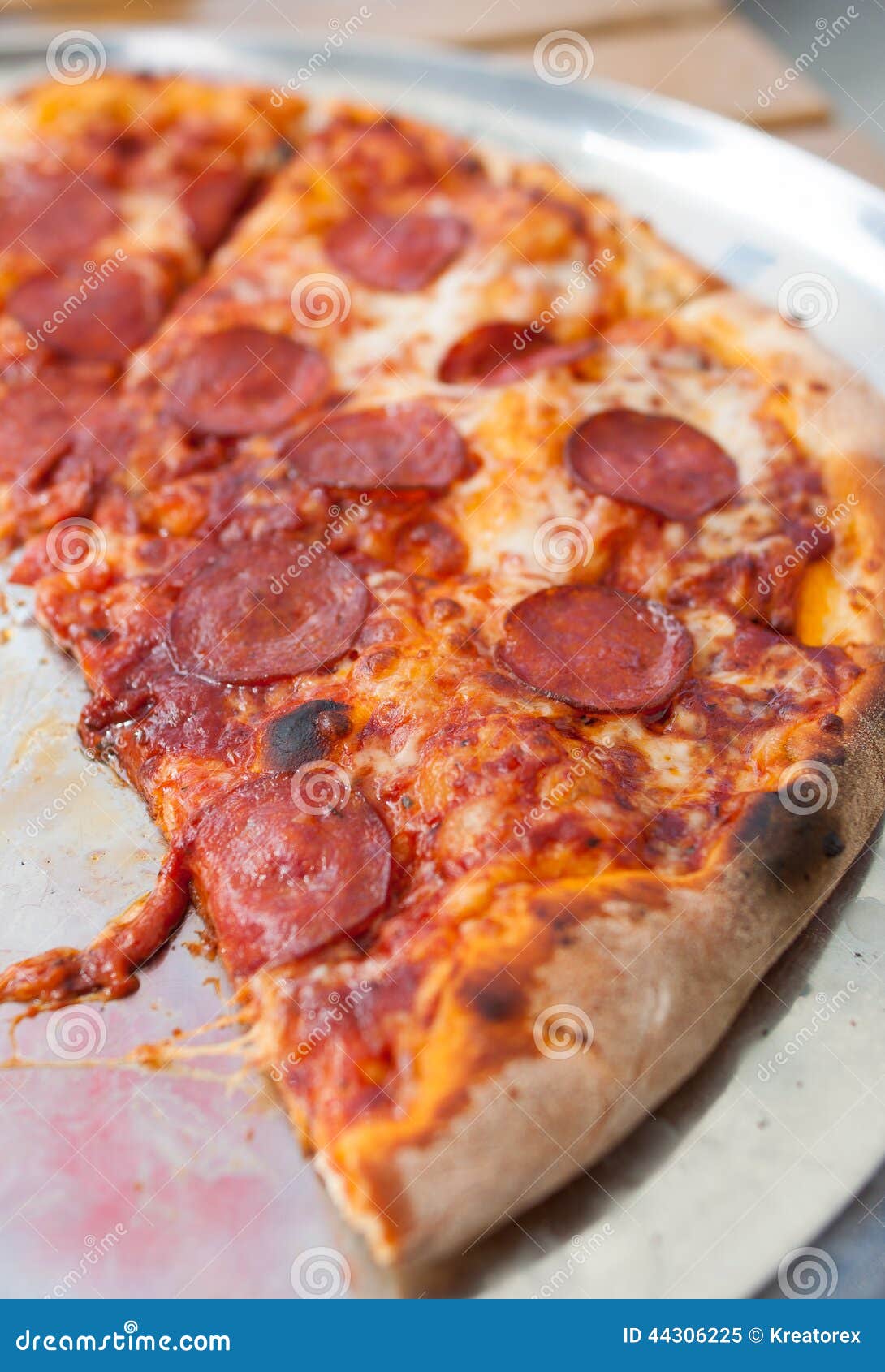 Salami pizza stock image. Image of vegetables, mediterranean 44306225