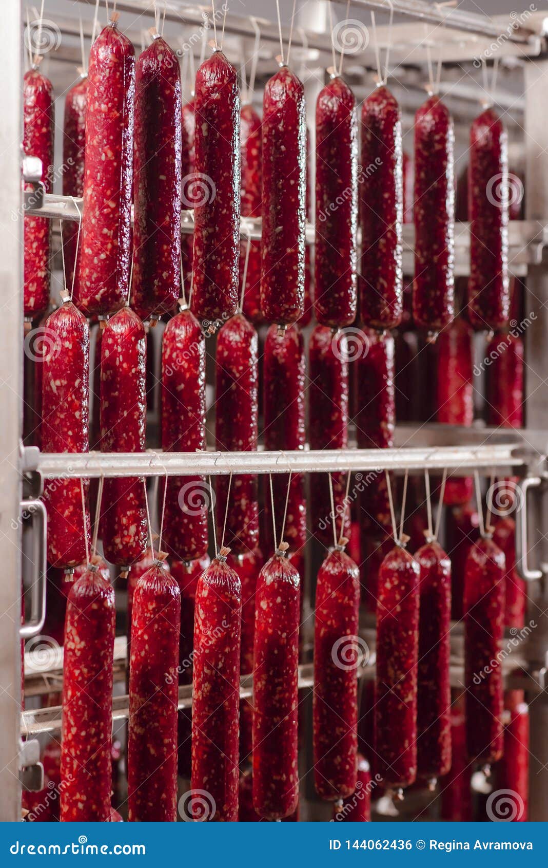 Salami Production. Sausage Production Line Stock Photo Image of