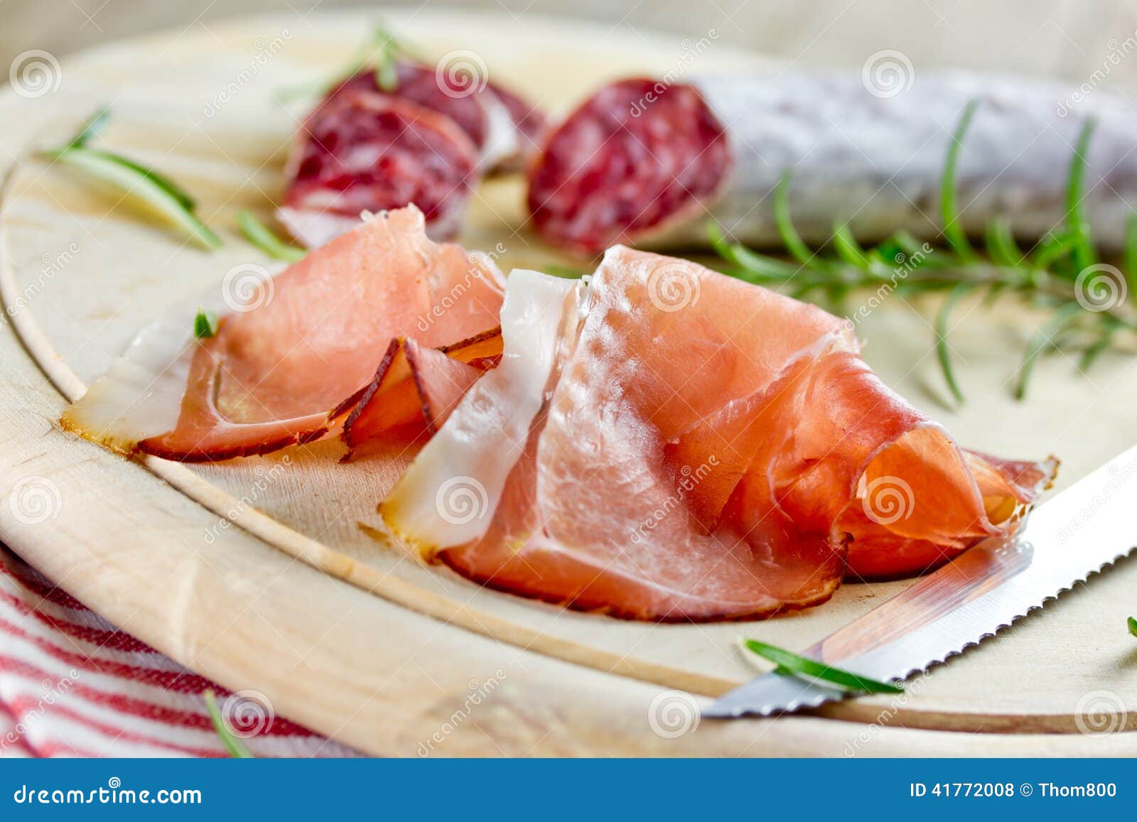 Salami and prosciutto stock photo. Image of breakfast 41772008