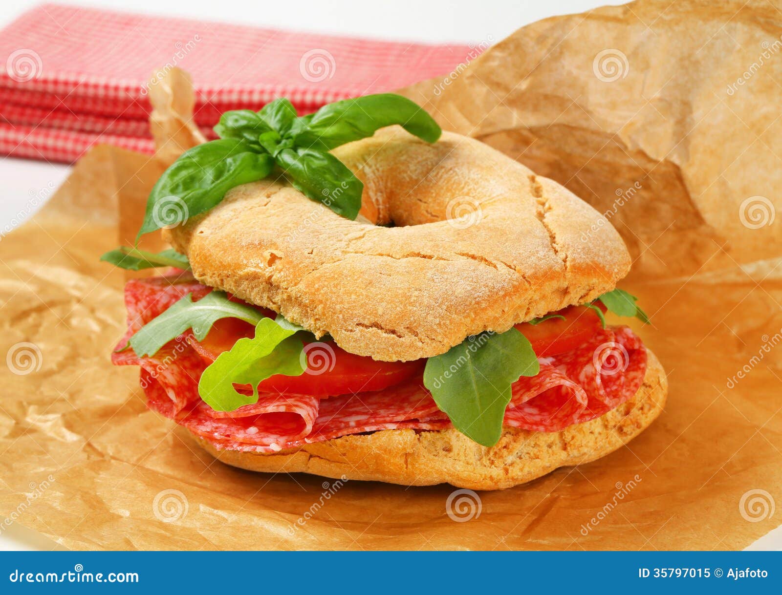 Salami sandwich stock image. Image of crusaders, sliced 35797015