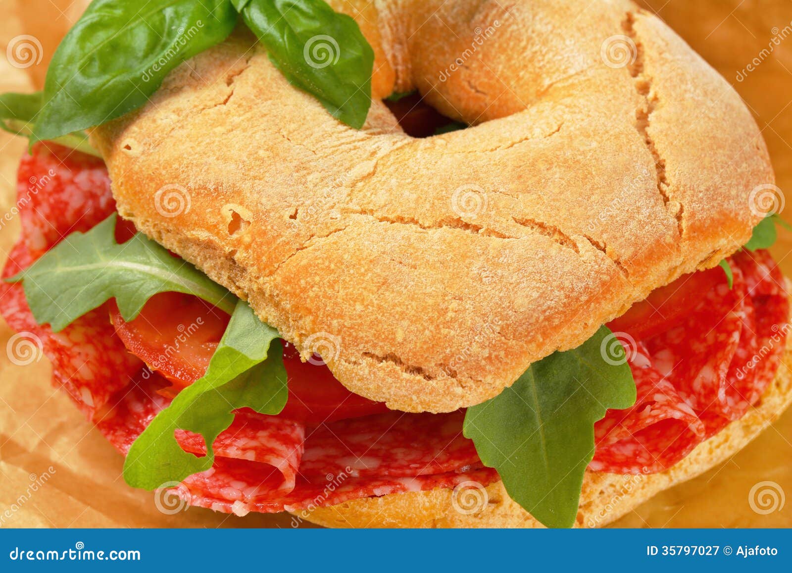 Salami sandwich stock image. Image of crispy, crusaders 35797027