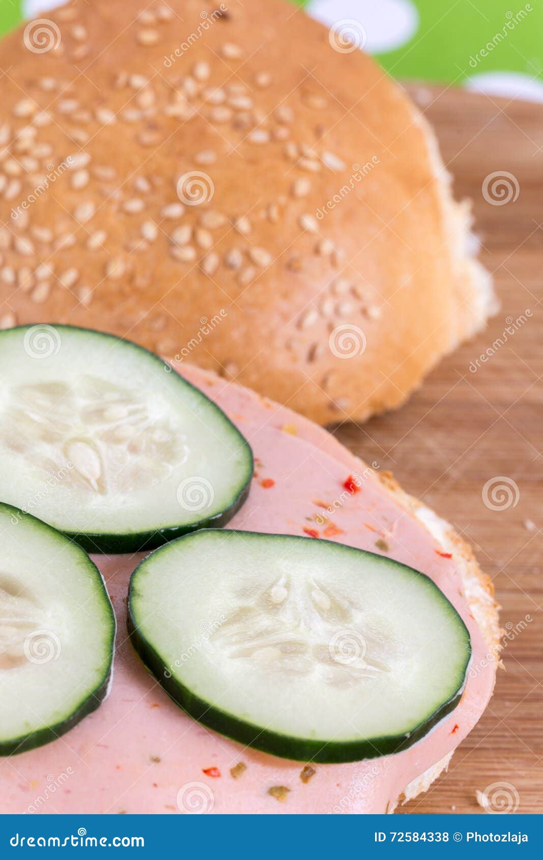 Salami Sandwich with Sliced Cucumber Stock Photo Image of food, chop