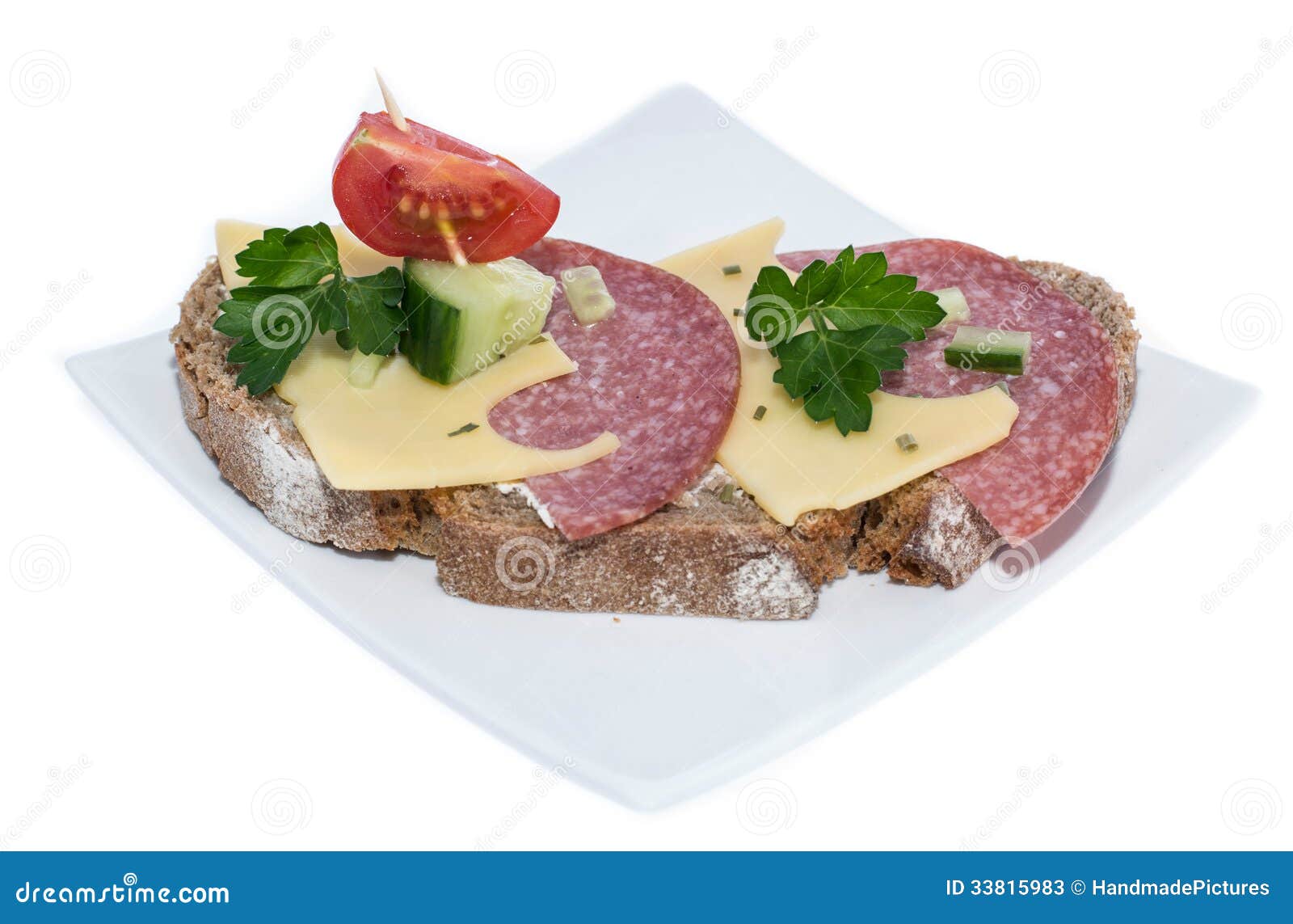 Salami Sandwich (on white) stock image. Image of bread 33815983