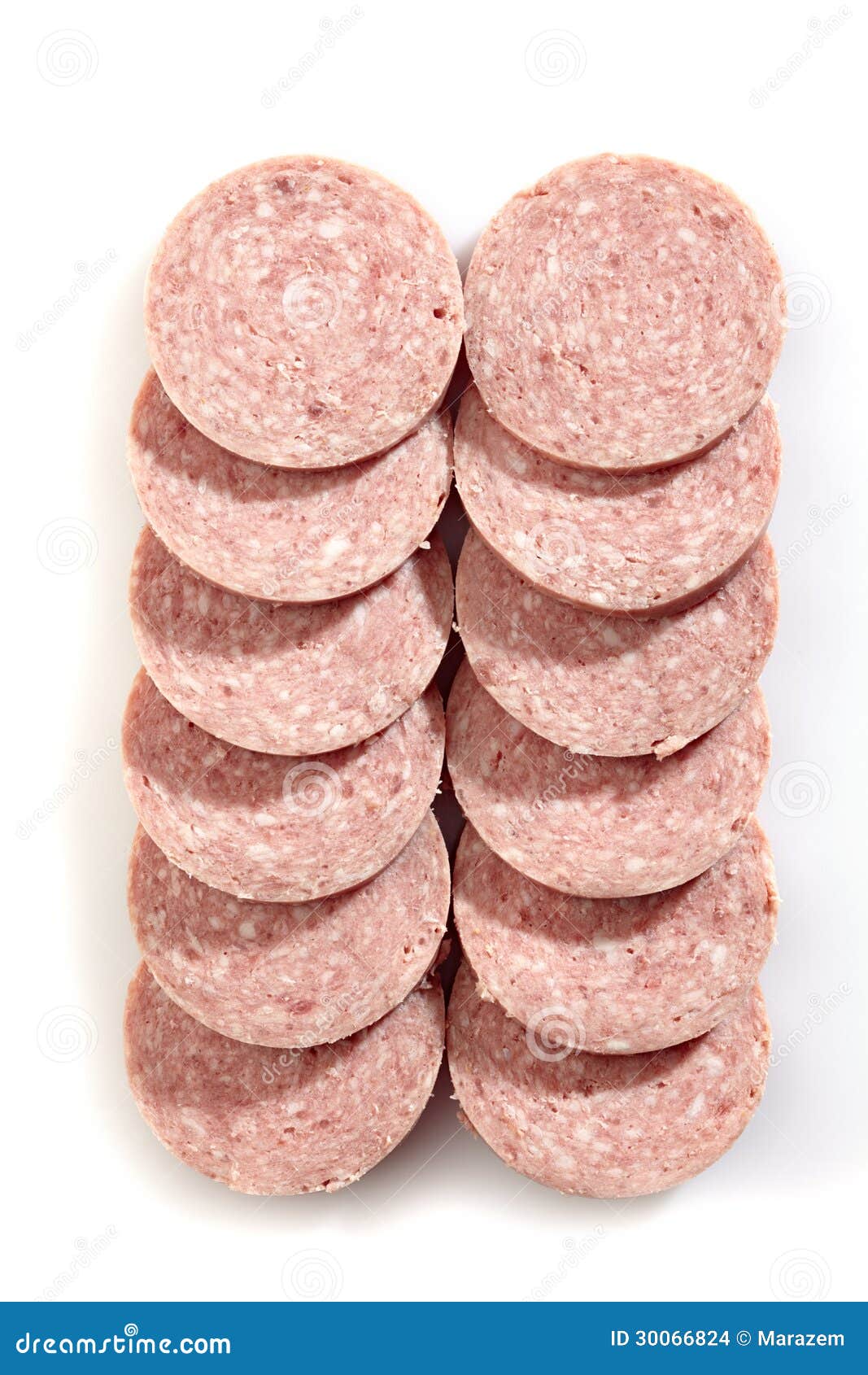 Salami sausage slices stock photo. Image of smoked, white 30066824