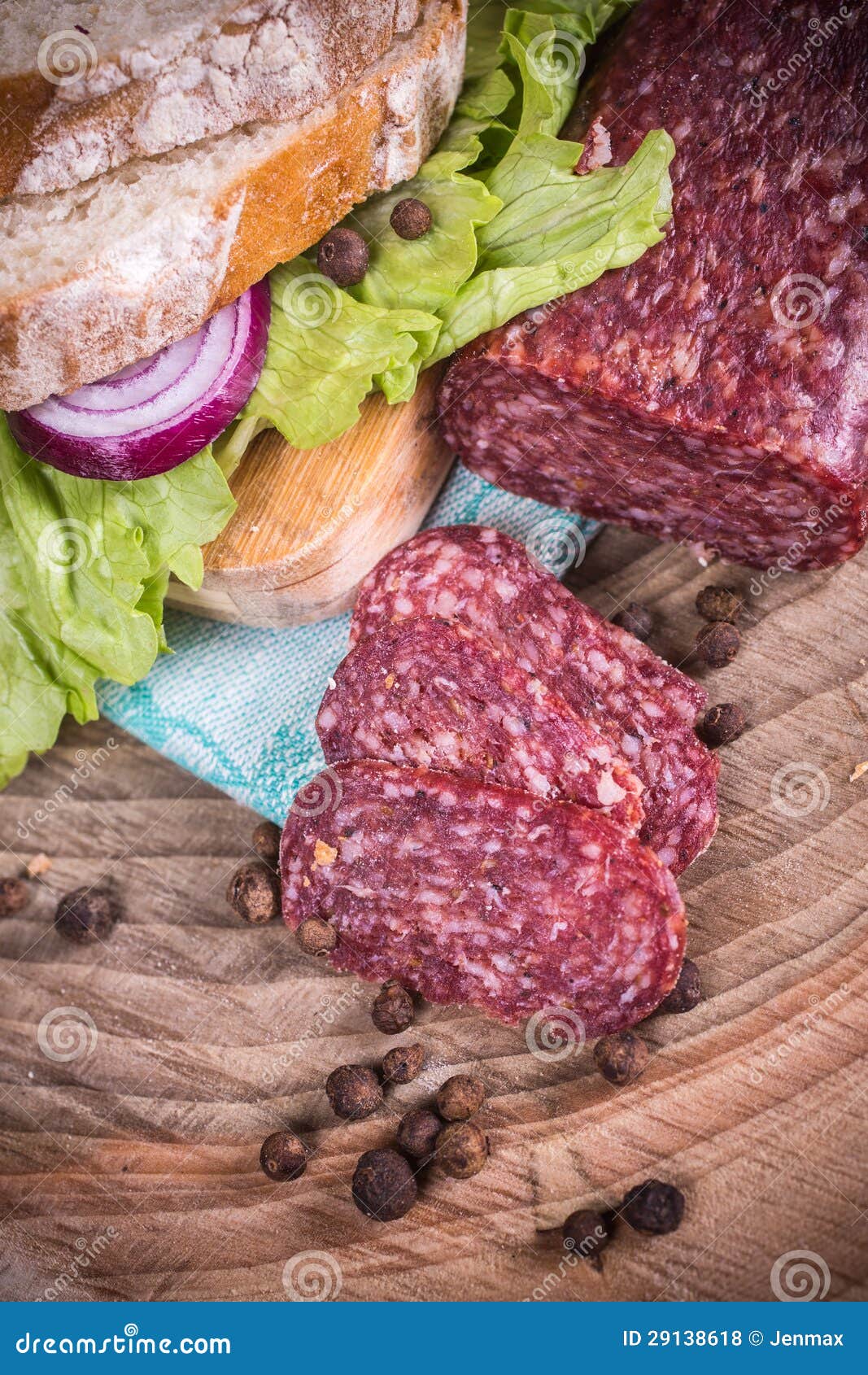 Salami slices stock photo. Image of meat, chopping, beef 29138618