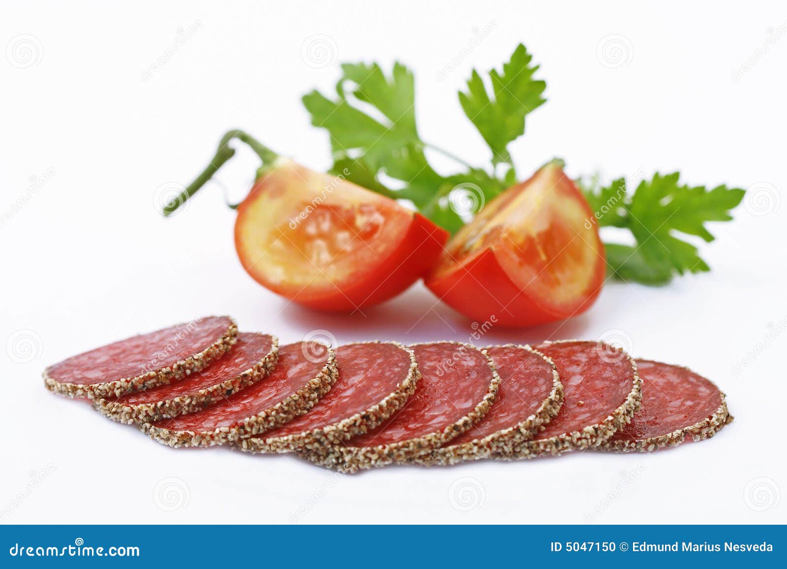 Salami Slices with Tomatoes Stock Photo Image of food, tomato 5047150