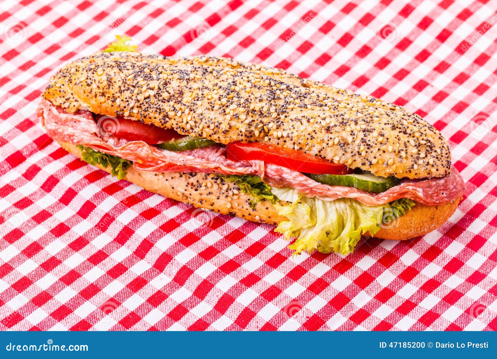 Salami Sub sandwich stock photo. Image of lettuce, fast 47185200