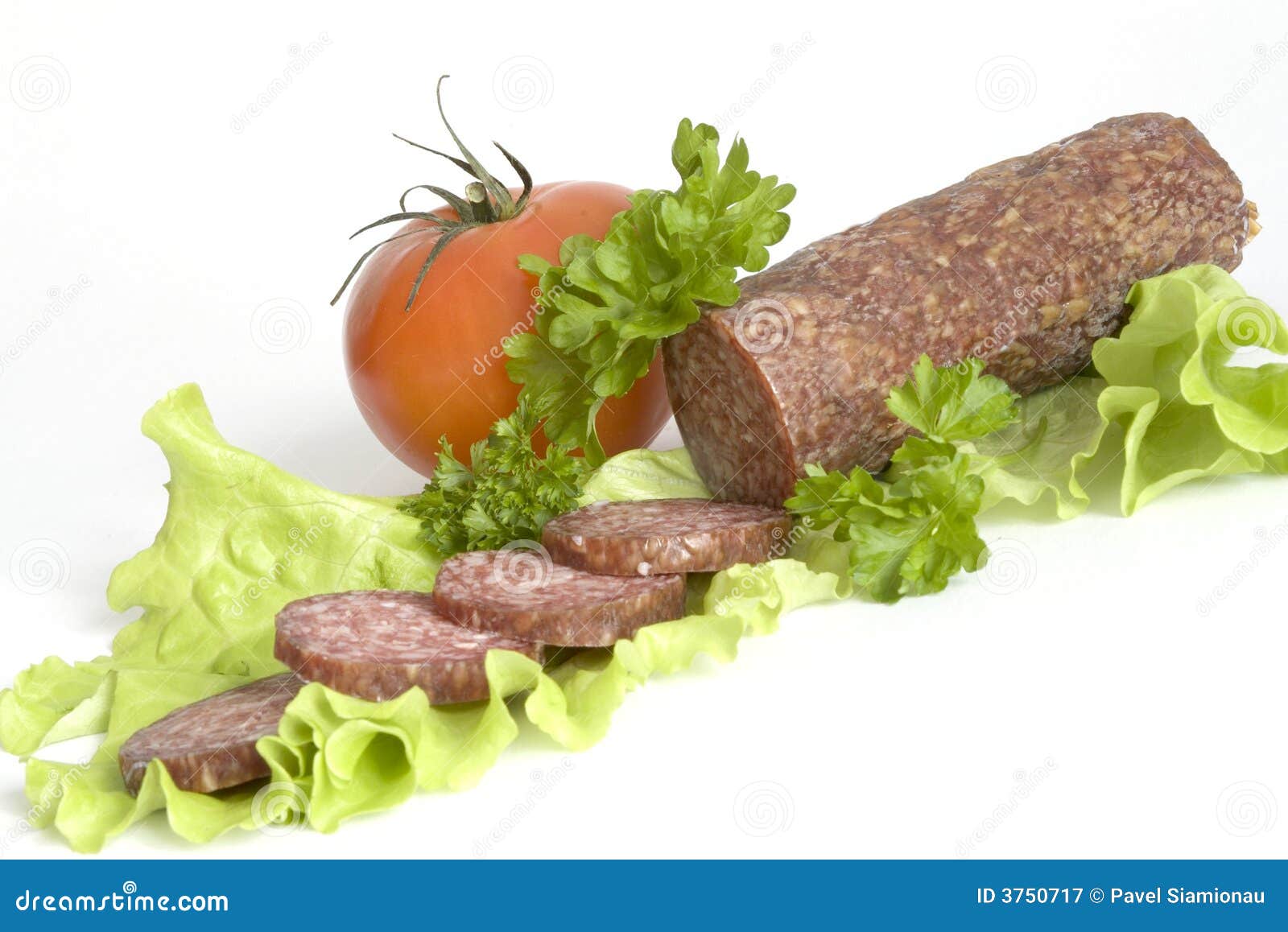 Salami and vegetables stock image. Image of meat, cutting 3750717