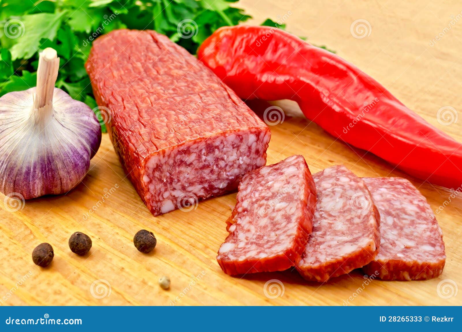 Salami with Vegetables on the Board Stock Image Image of chilli, cayenne 28265333