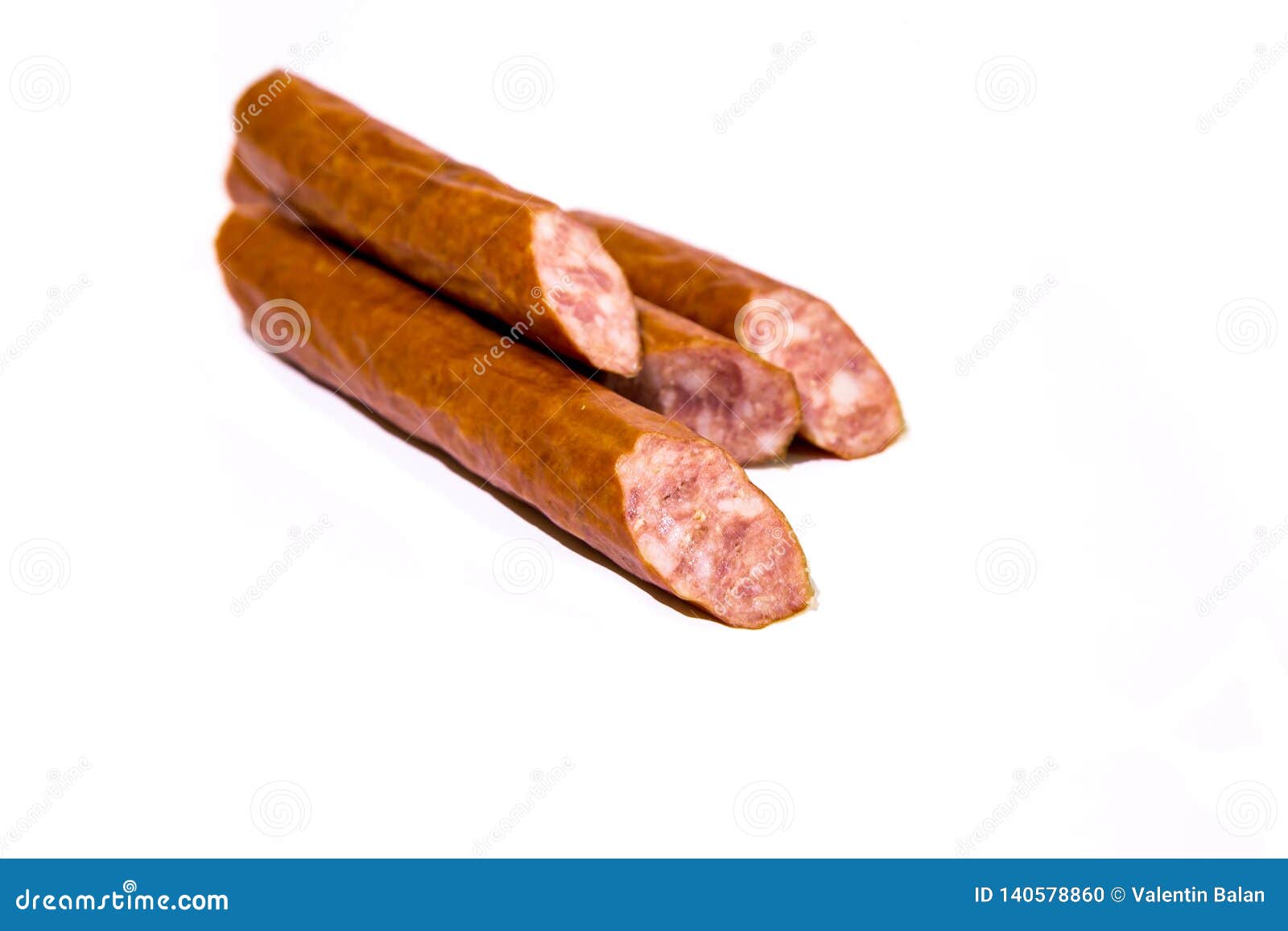 Salami on a White Background Stock Photo Image of platter, background