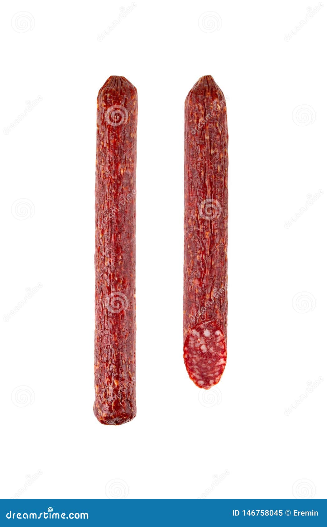 Salami on a White Background. Stock Image Image of chopped, cured