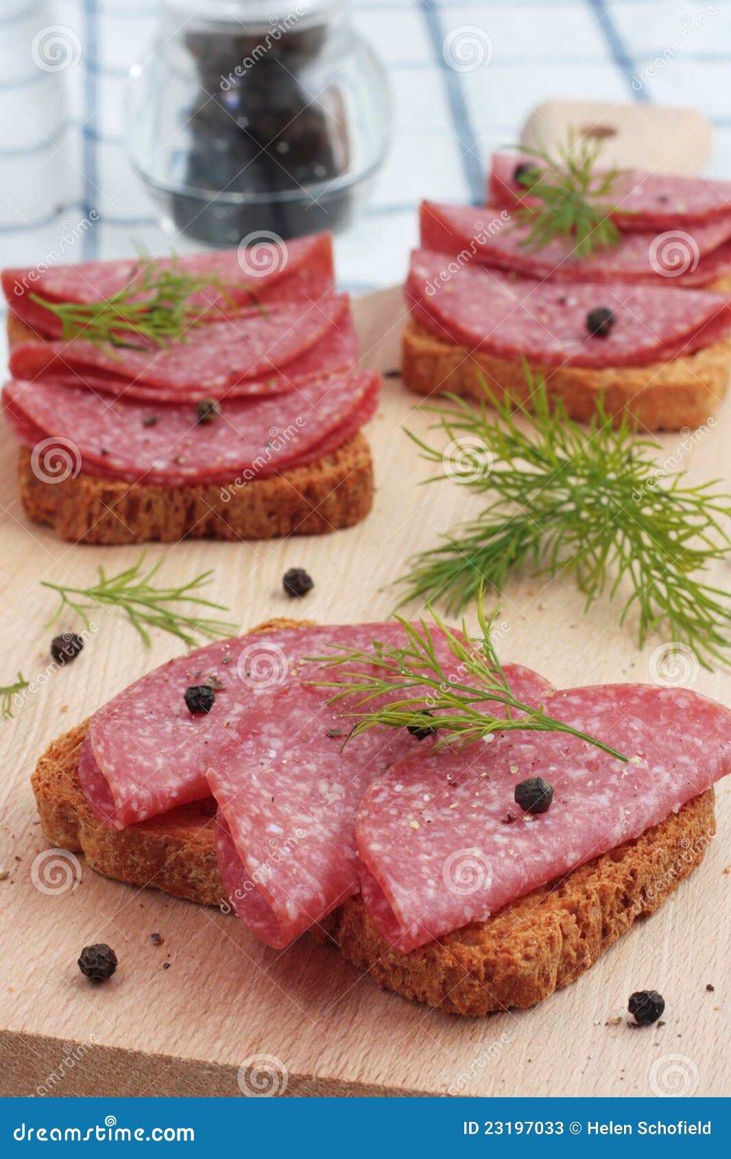 Salami on wholemeal bread stock image. Image of lifestyle 23197033