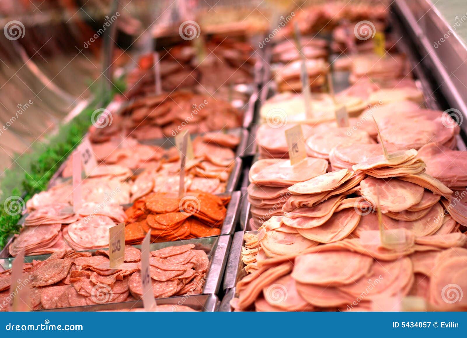 Salamis stock image. Image of fridge, frankfurters, kind 5434057