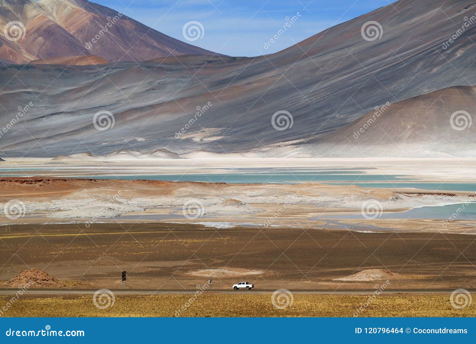 salar de talar salt flats at the foothills of majestic cerro medano, chile