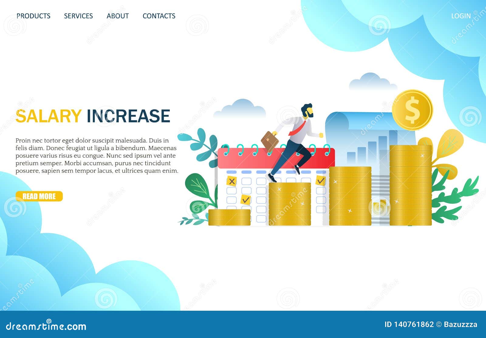 Salary Increase Vector site Landing Page Design Template Stock