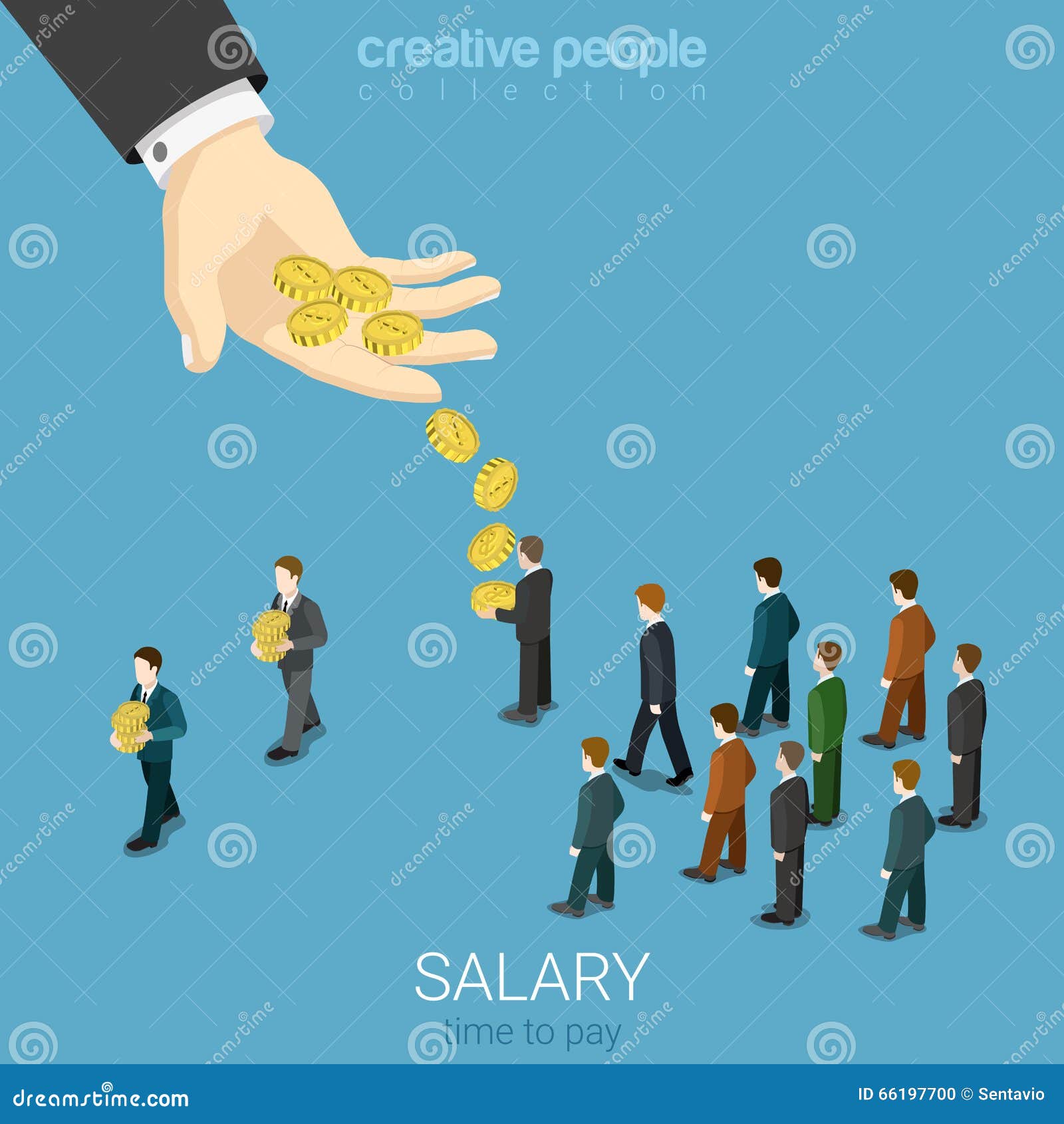 salary wage business money businessmen flat  isometric 3d