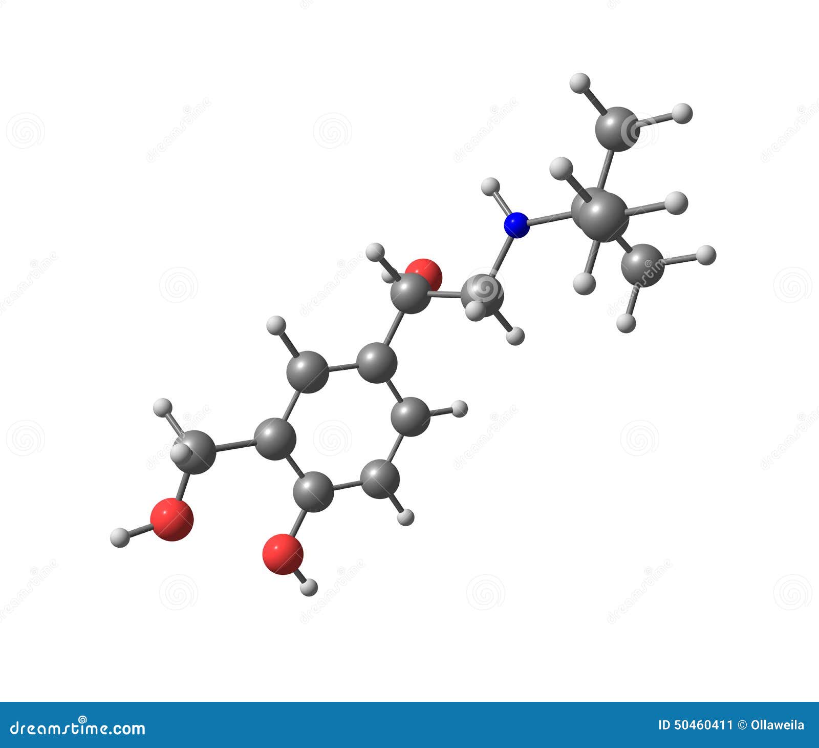 salbutamol molecule on white