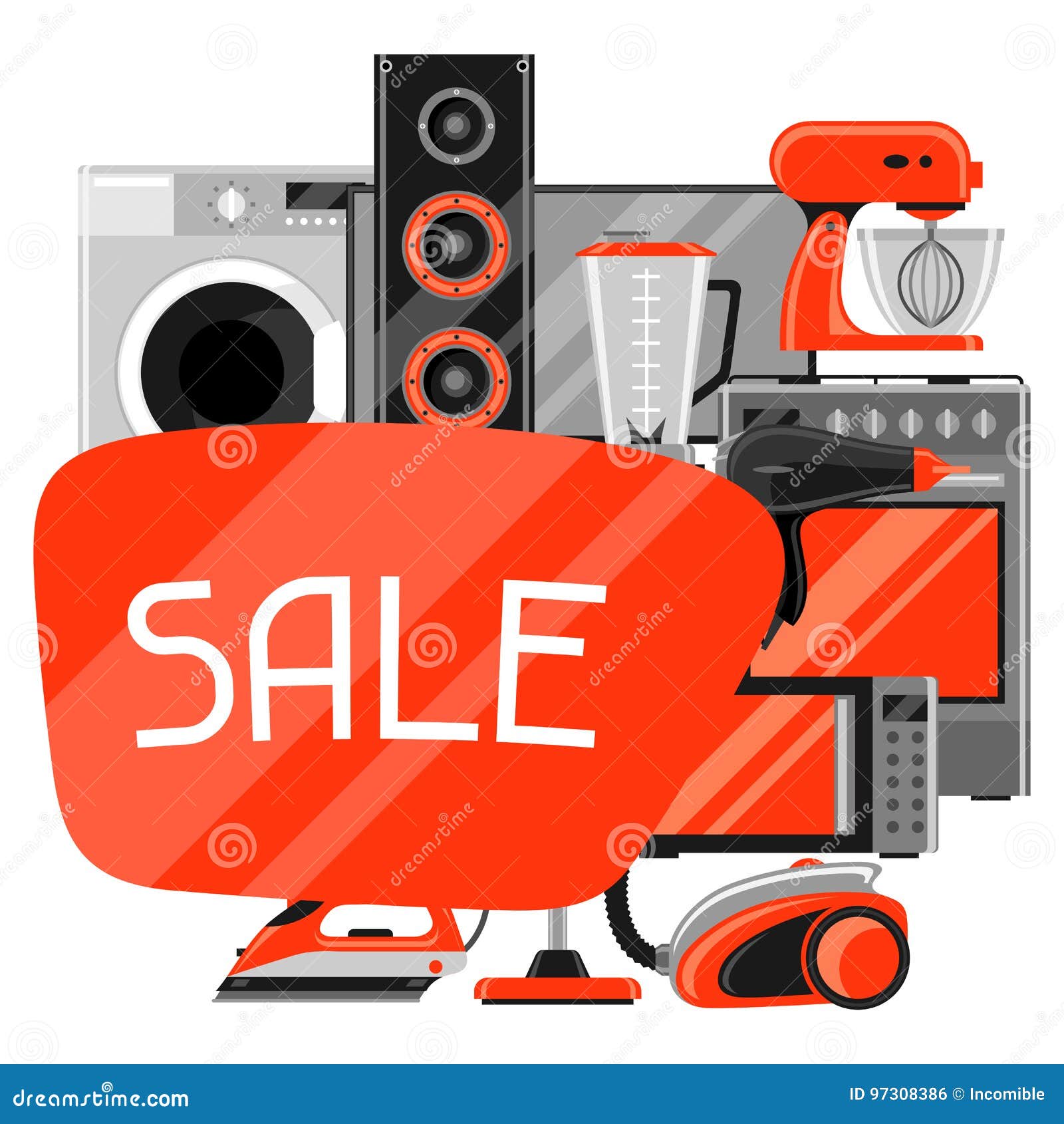 Sale Background with Home Appliances. Household Items for Shopping and ...