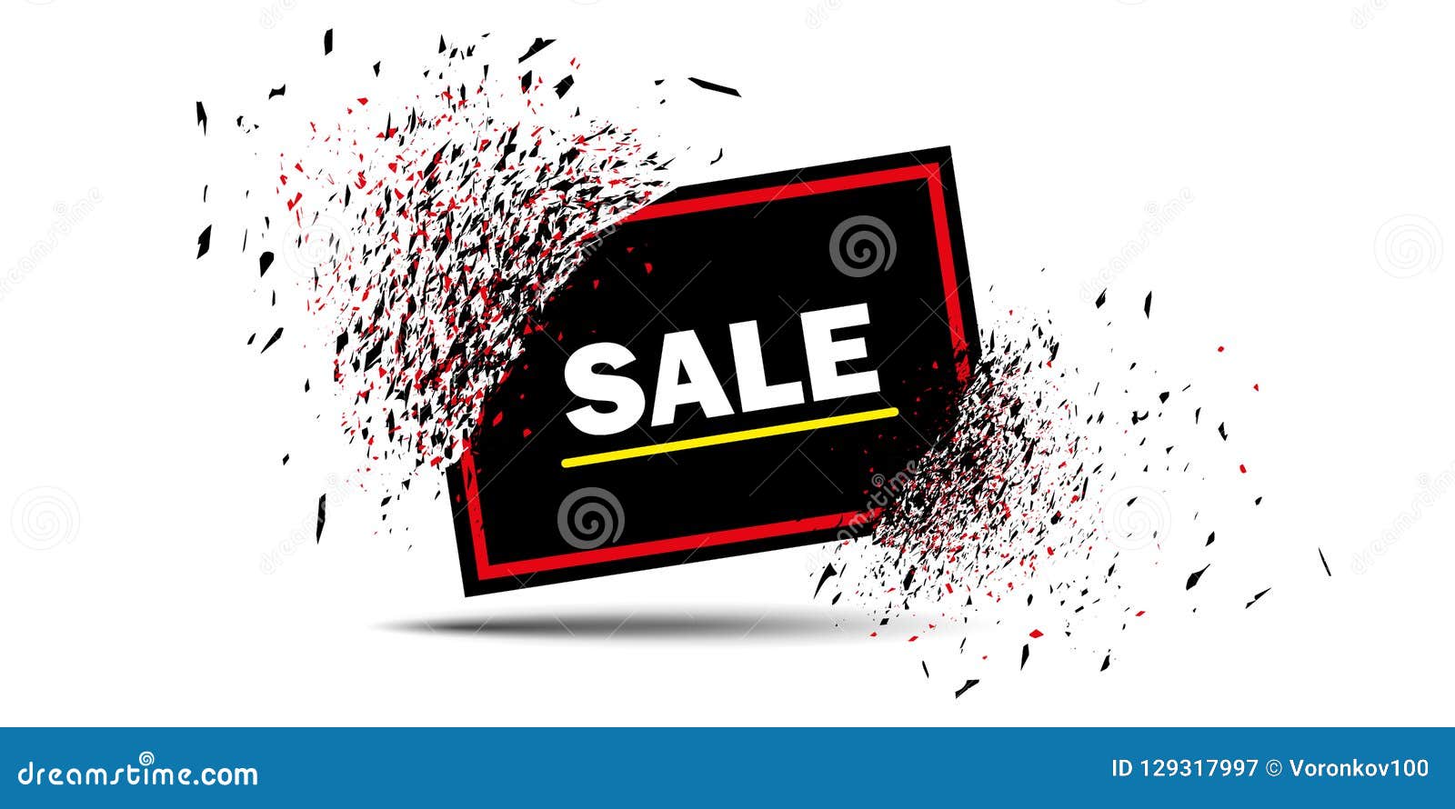 sale. banner with explosion effect with red frame.   on  white background.
