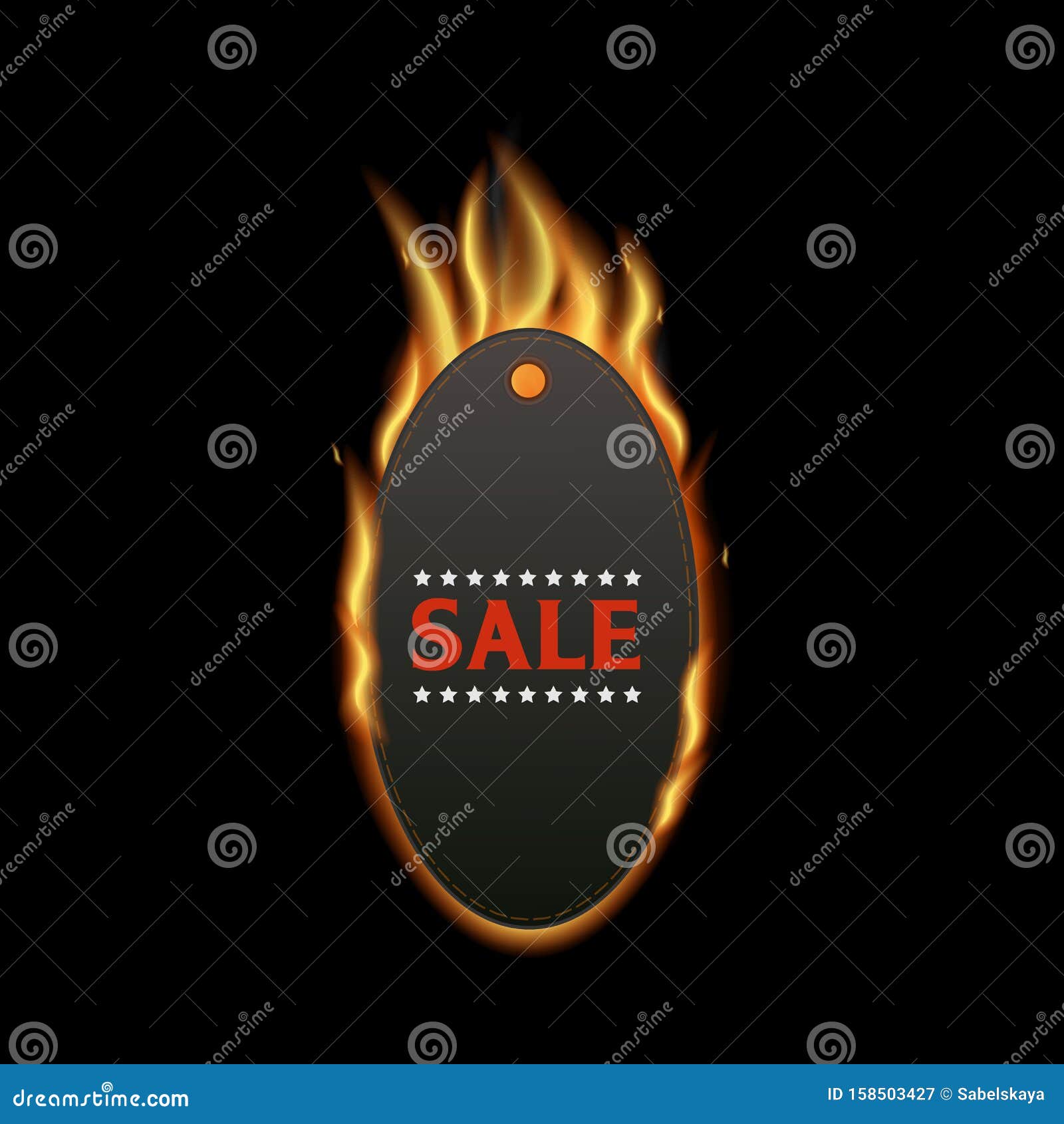 Download Sale Burning Black Price Tag With Realistic Fire And Text Stock Vector Illustration Of Mockup Graphic 158503427
