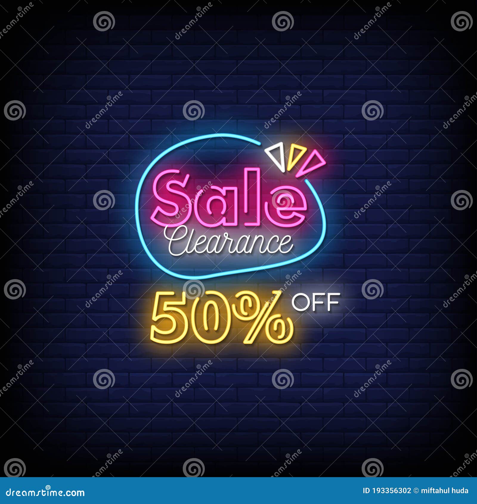 Sale Clearance Neon Signs Style Text Vector Stock Vector Illustration