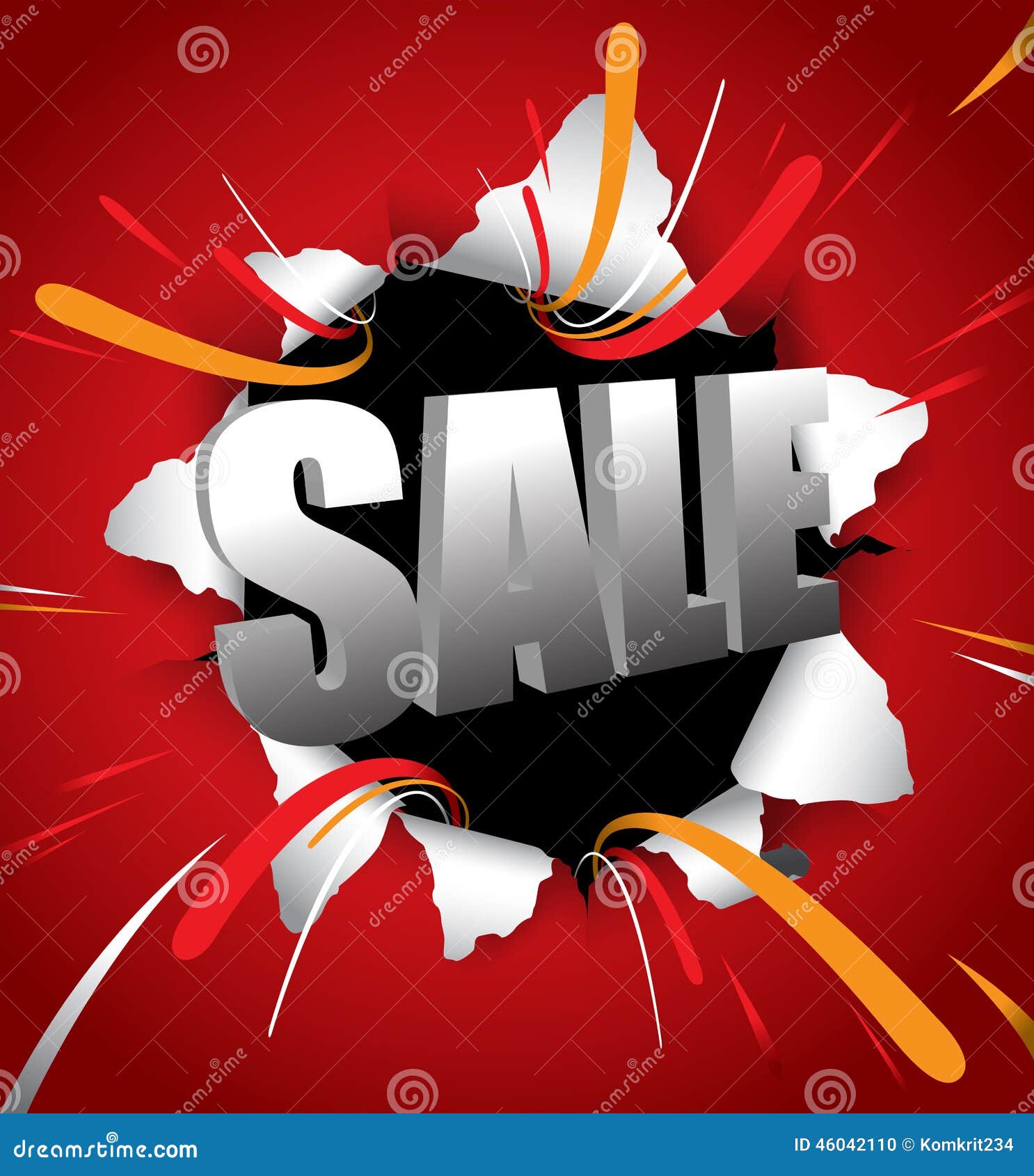 Sale 3d Typography Throw Out on Red Background Stock Vector