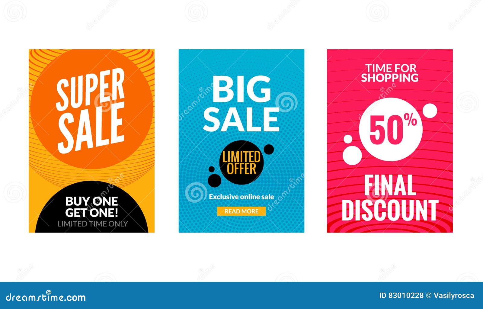 Sale Flyers Set with Discount Offer. Season Best Price Poster Template ...