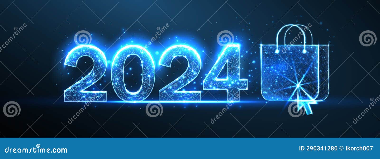Sale 2024 2024. New Year Blue Background. Stock Vector Illustration
