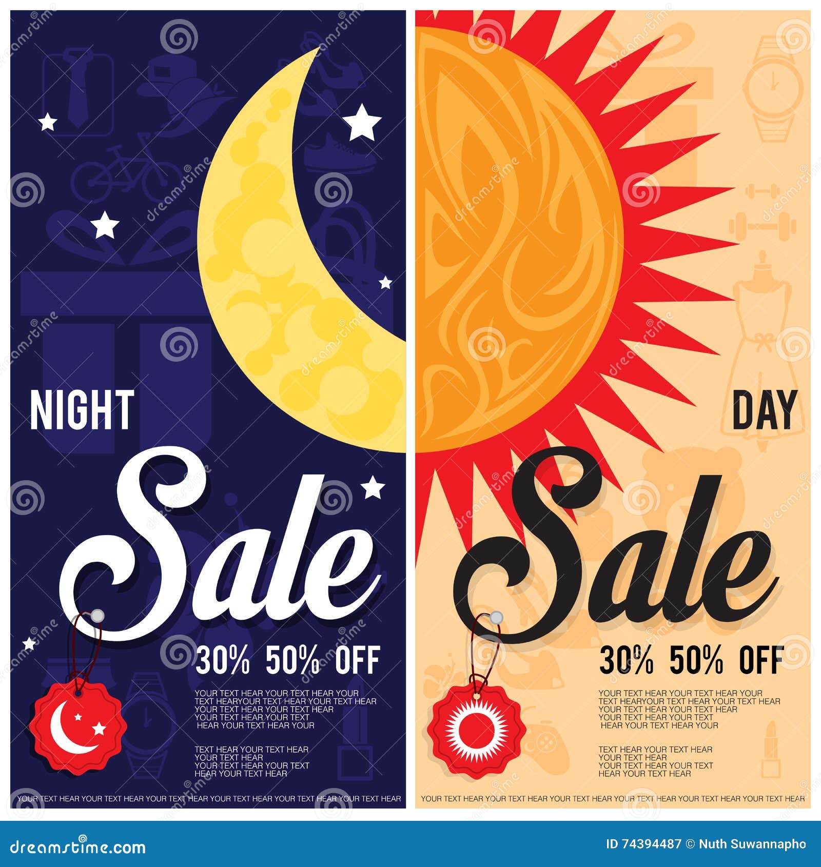 Sale night & day ad stock vector. Illustration of graphic 74394487