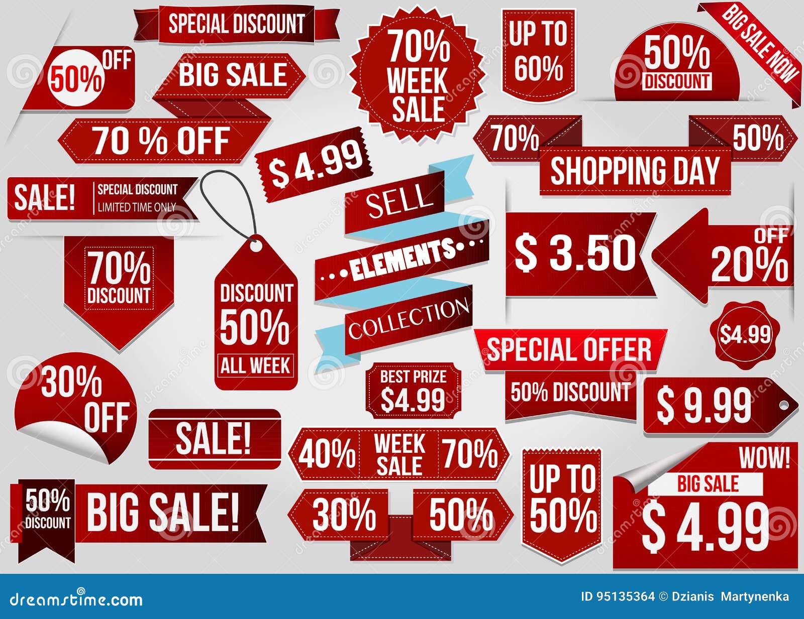 Sale red discount ribbons stock vector. Illustration of sticker 95135364