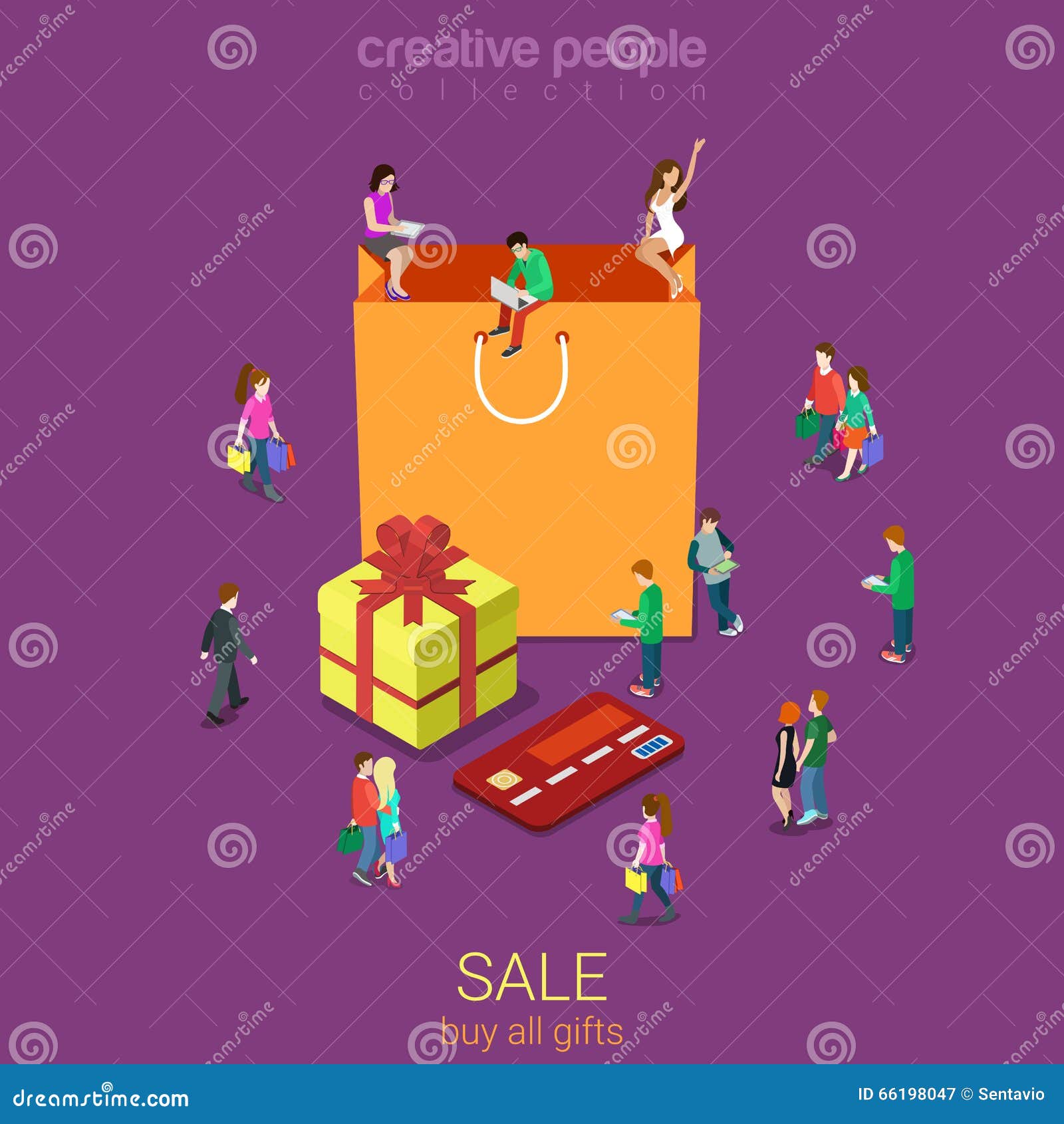 sale shopping bag e-commerce consumerism flat  isometric