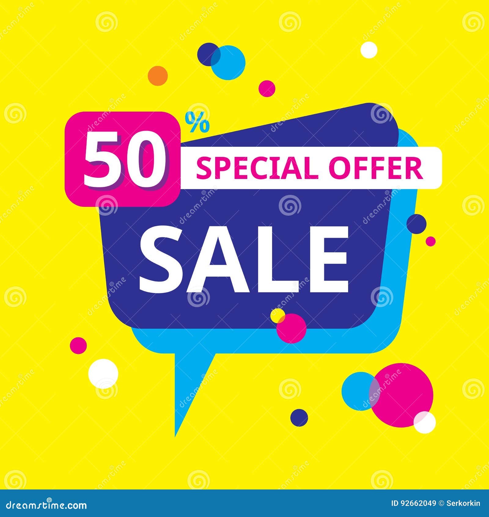 sale 50% special offer - concept banner  . speech bubble. abstract advertising promotion layout. graphic 