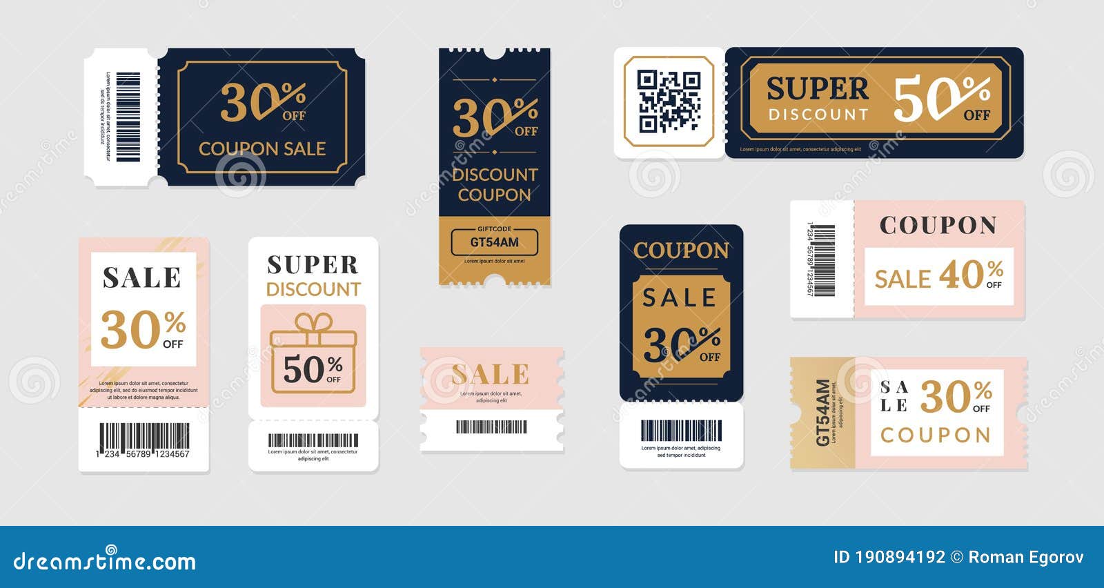 Sale Vouchers. Coupon Mockup Design for Sale and Gift Event Posts in