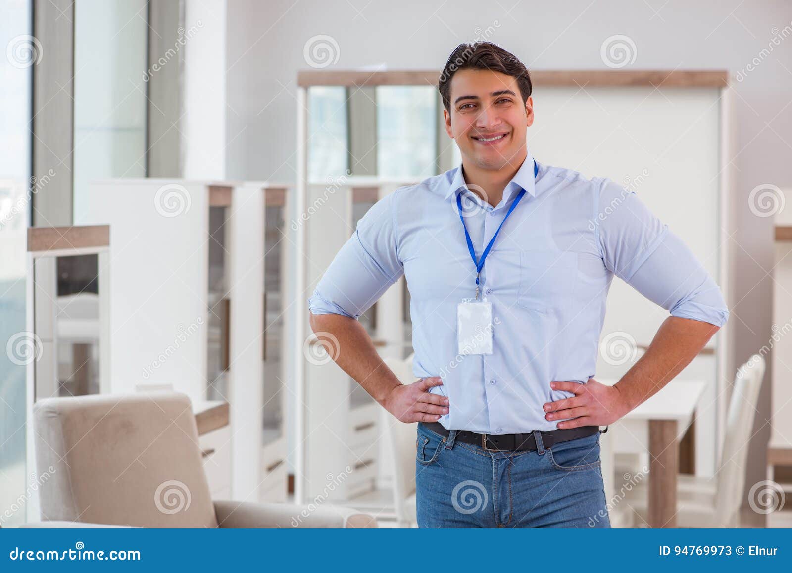 The Sales Assistant in Furniture Store Stock Image Image of living